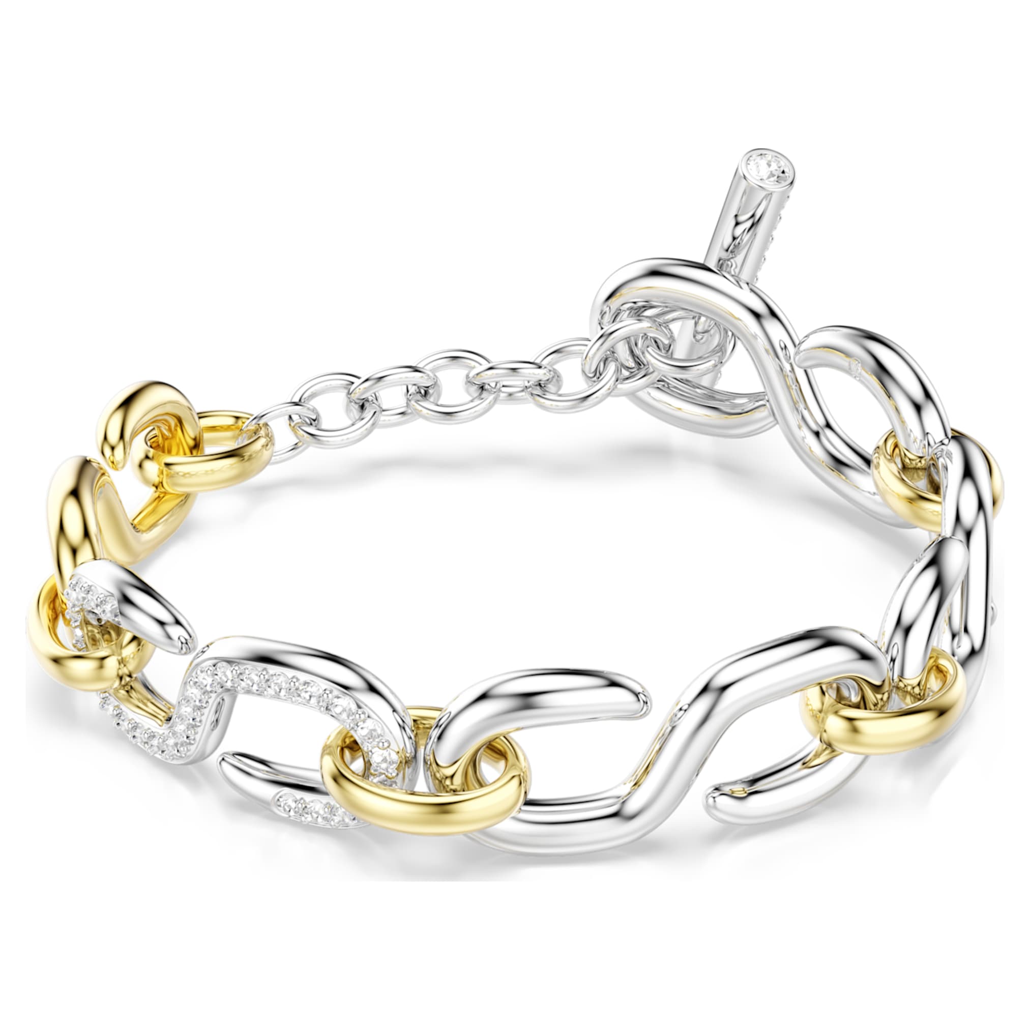 Swarovski Dextera bracelet Round cut, T-bar, White, Mixed metal finish