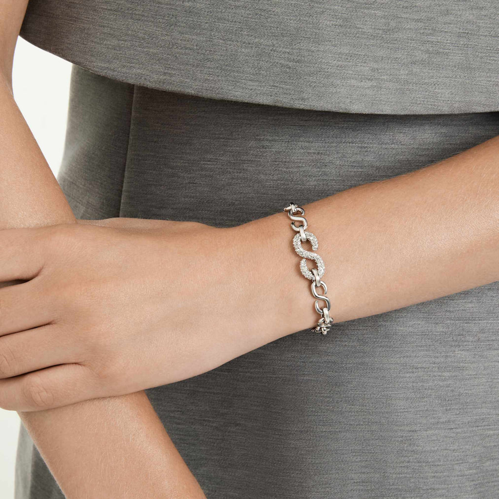 Swarovski Dextera bracelet Round cut, White, Rhodium plated