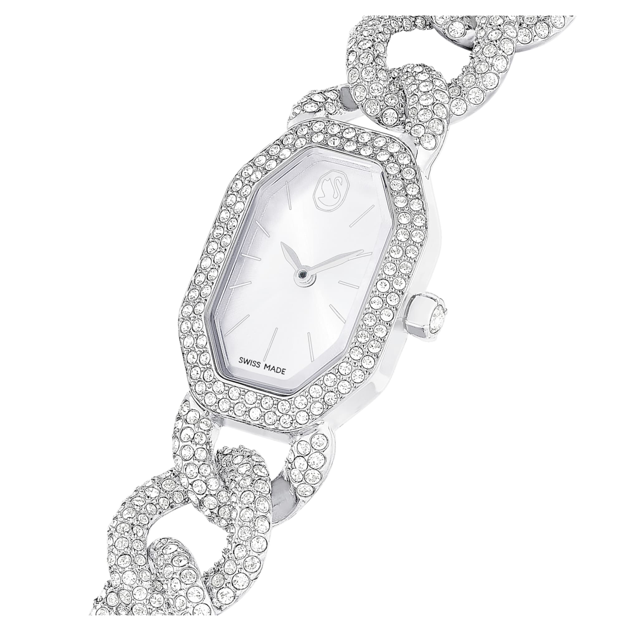 Swarovski Dextera chain watch Swiss Made, Crystal bracelet, Silver tone, Stainless Steel