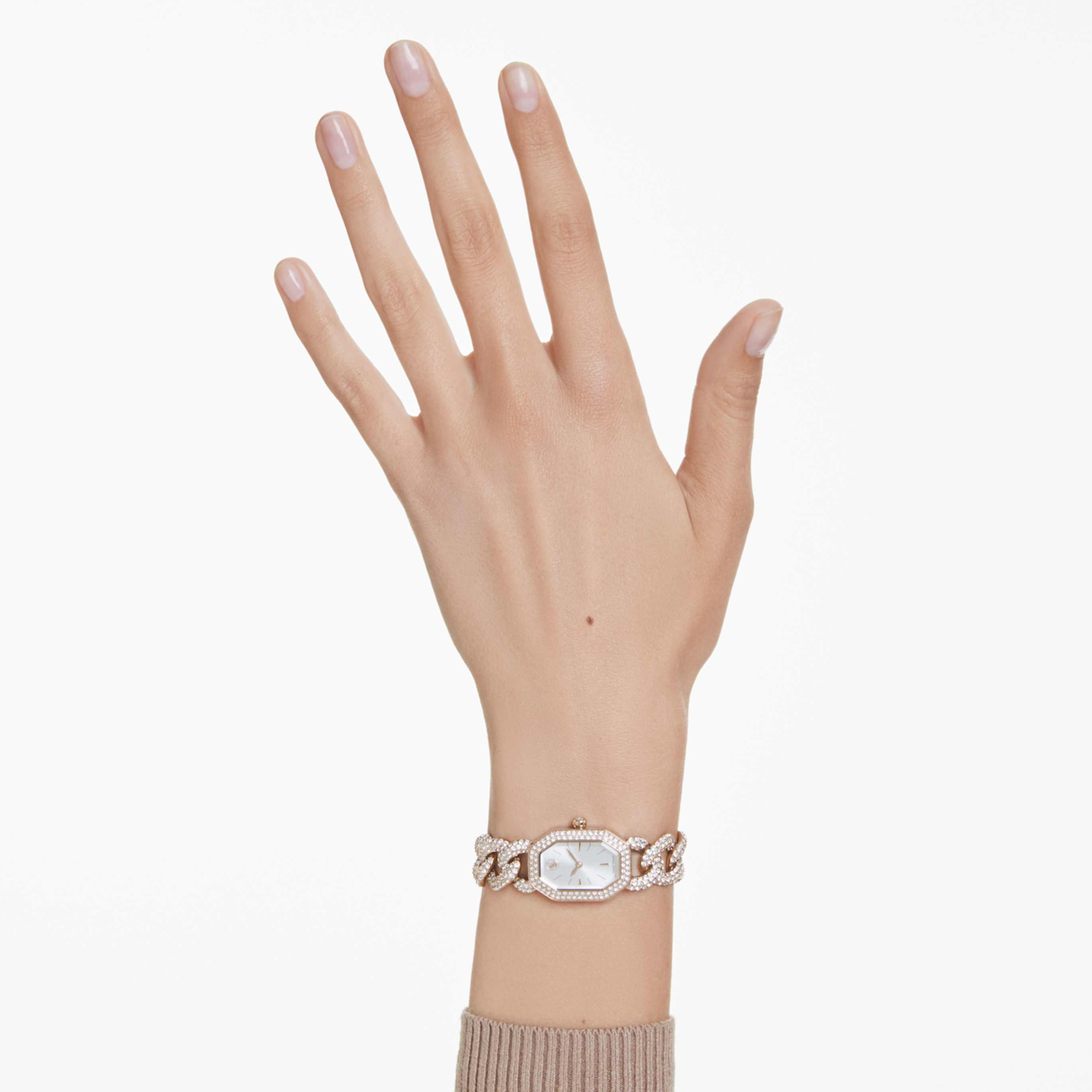 Swarovski Dextera chain watch Swiss Made, Crystal bracelet, Silver tone, Stainless Steel