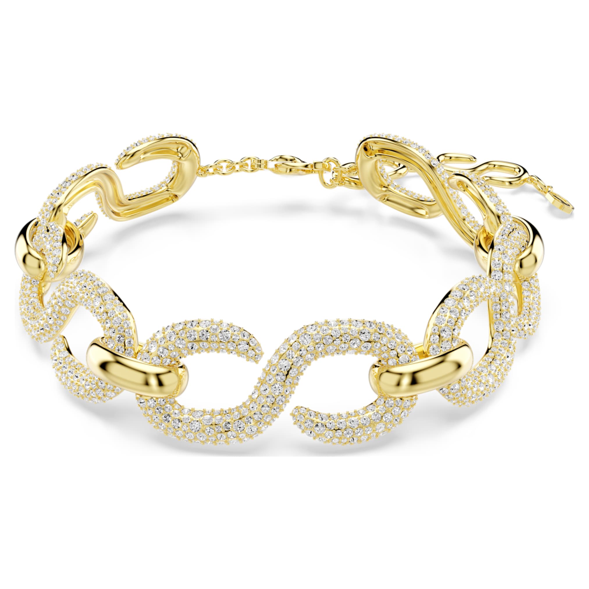 Swarovski Dextera choker Round cut, White, 18K gold finish