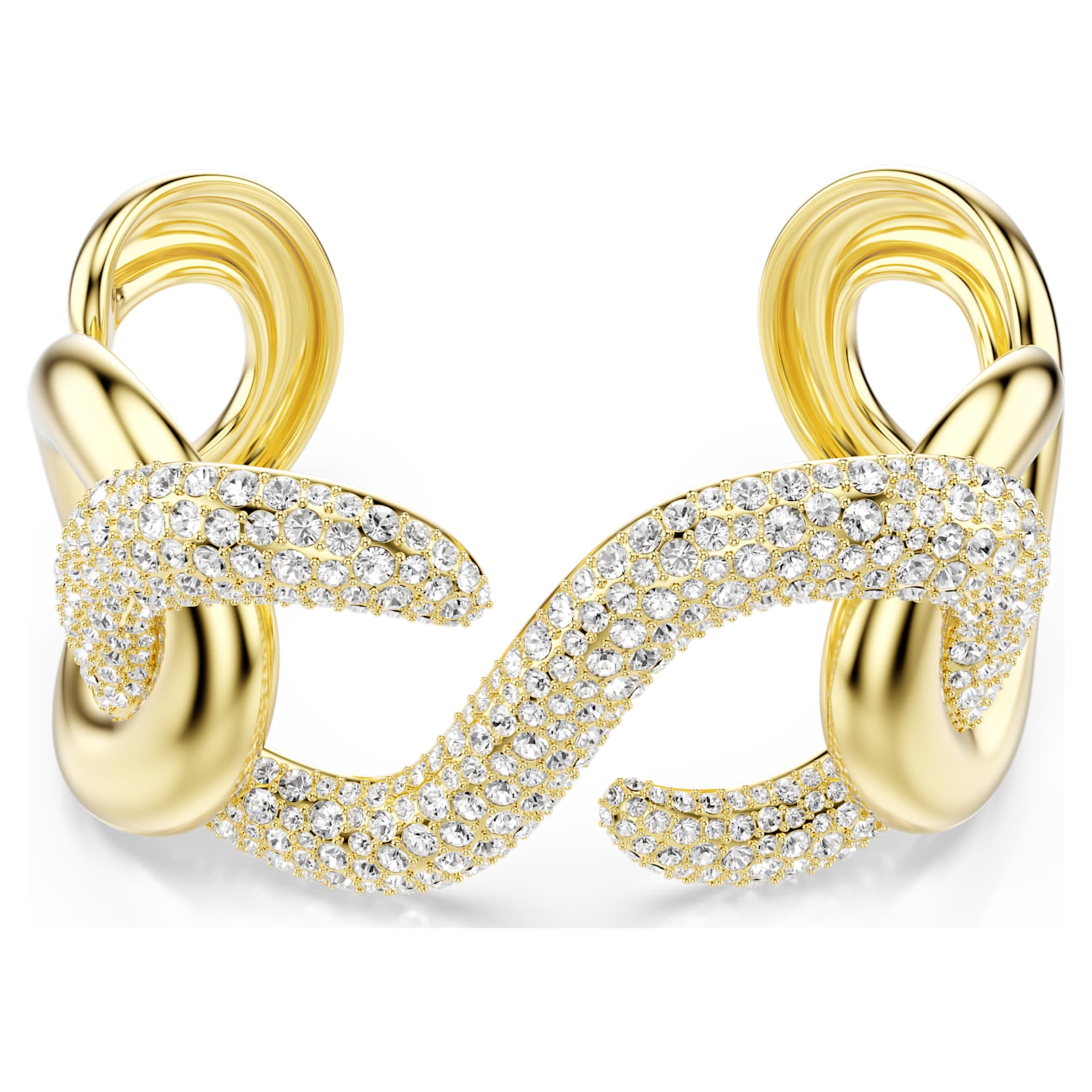 Swarovski Dextera cuff Round cut, White, 18K gold finish