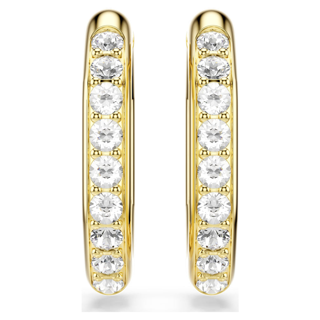 Swarovski Dextera hoop earrings Octagon shape, Round cut, Medium, White, 18K gold finish