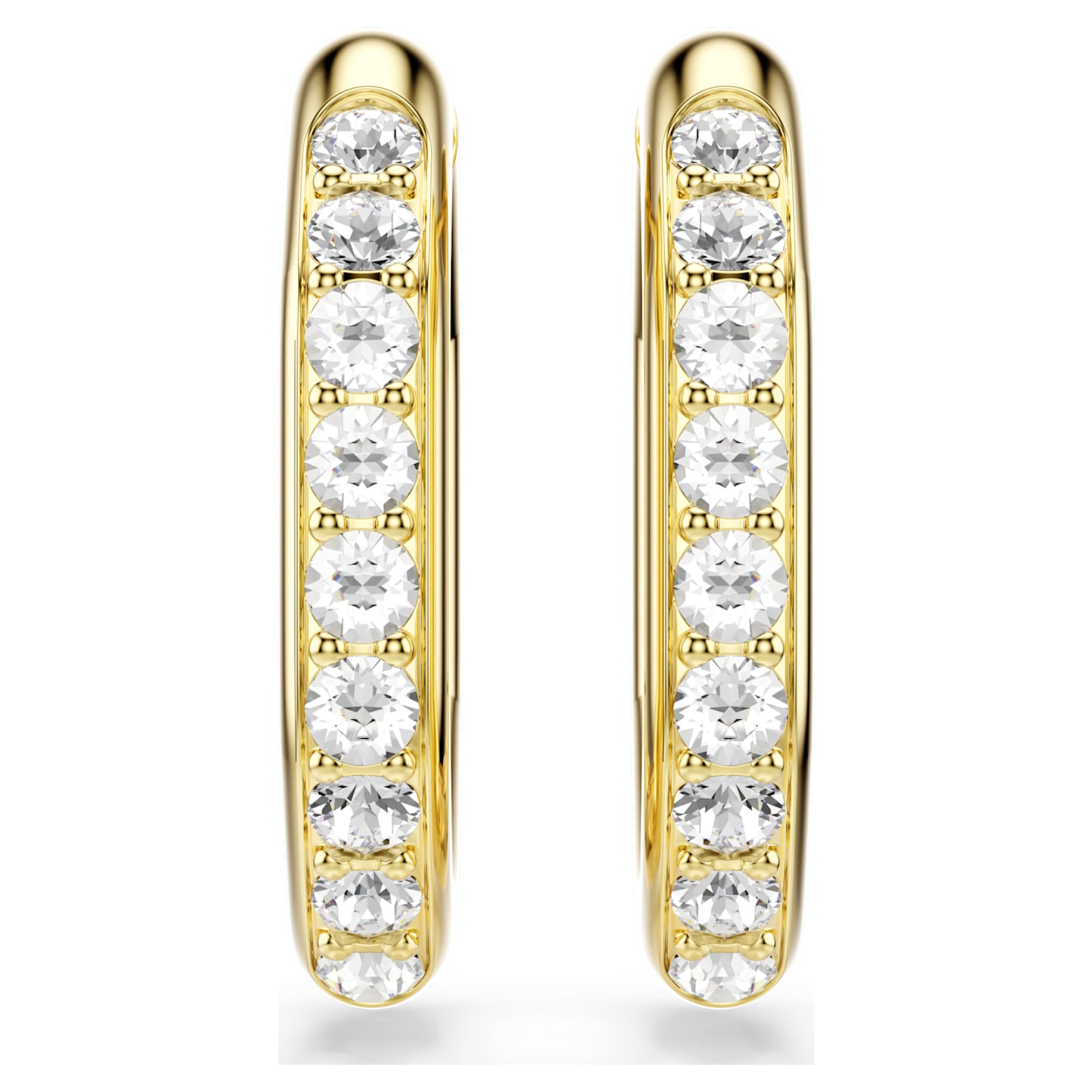 Swarovski Dextera hoop earrings Octagon shape, Round cut, Medium, White, 18K gold finish
