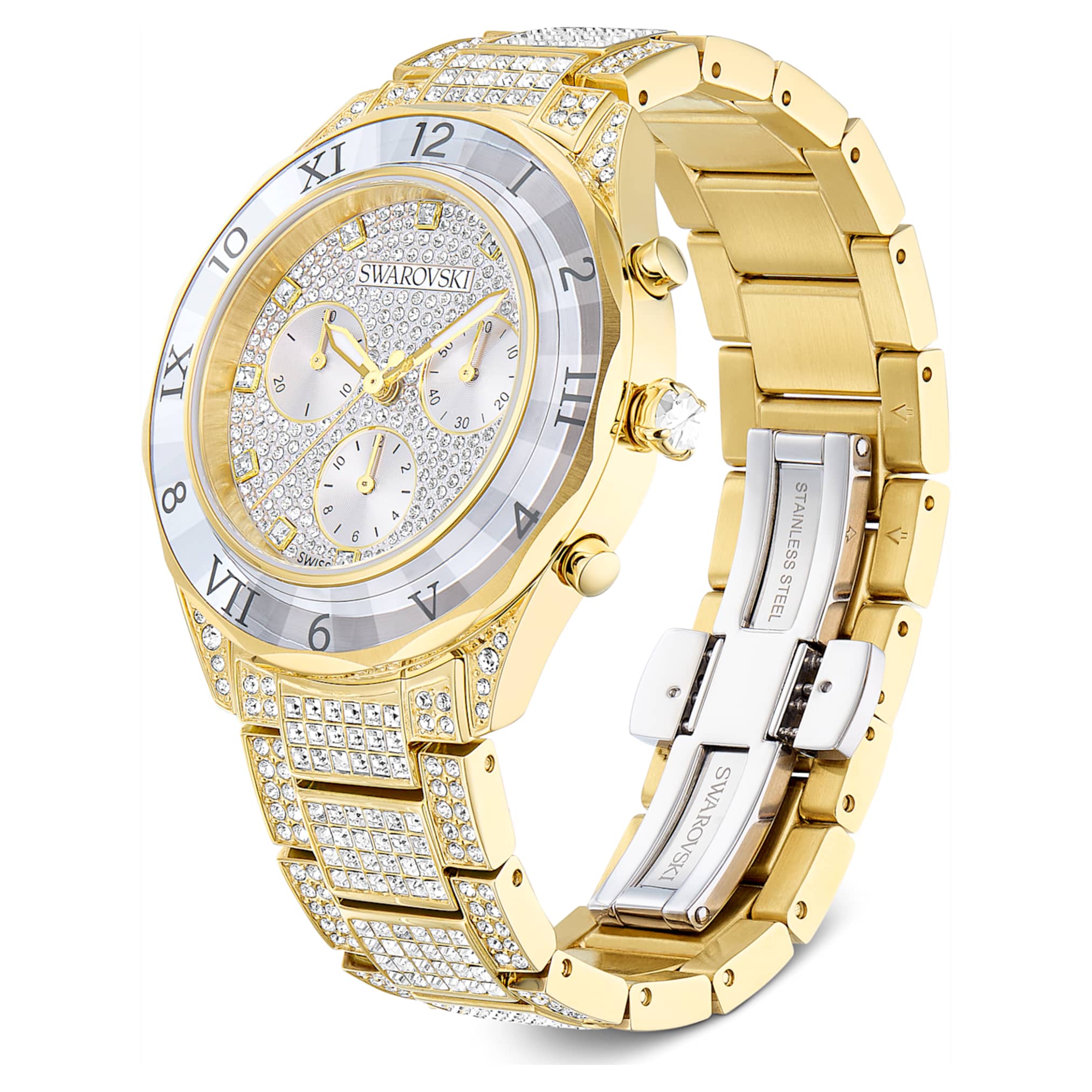 Swarovski Dextera lux watch Swiss Made, Metal bracelet, Gold tone, Gold-tone finish