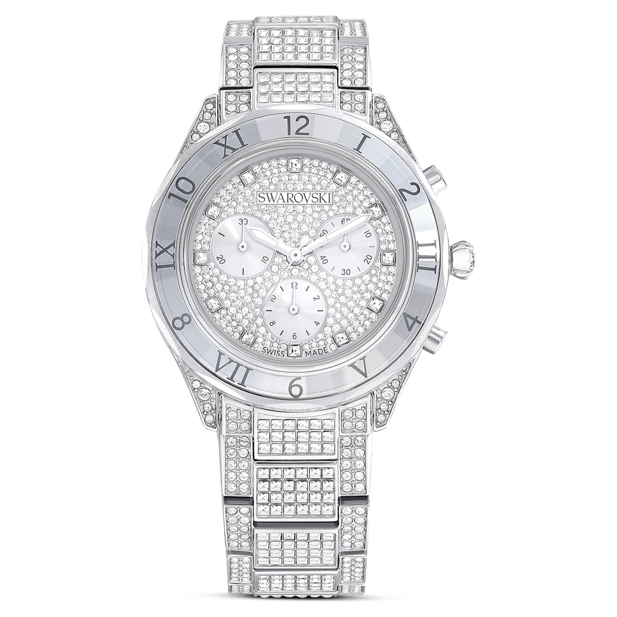 Swarovski Dextera lux watch Swiss Made, Metal bracelet, Silver tone, Stainless Steel