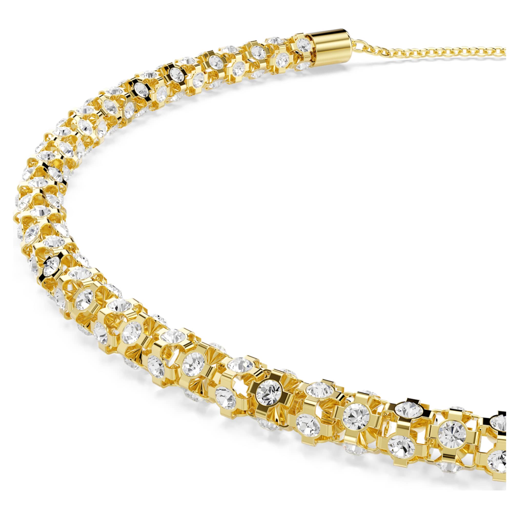 Swarovski Dextera necklace Round cut, White, 18K gold finish