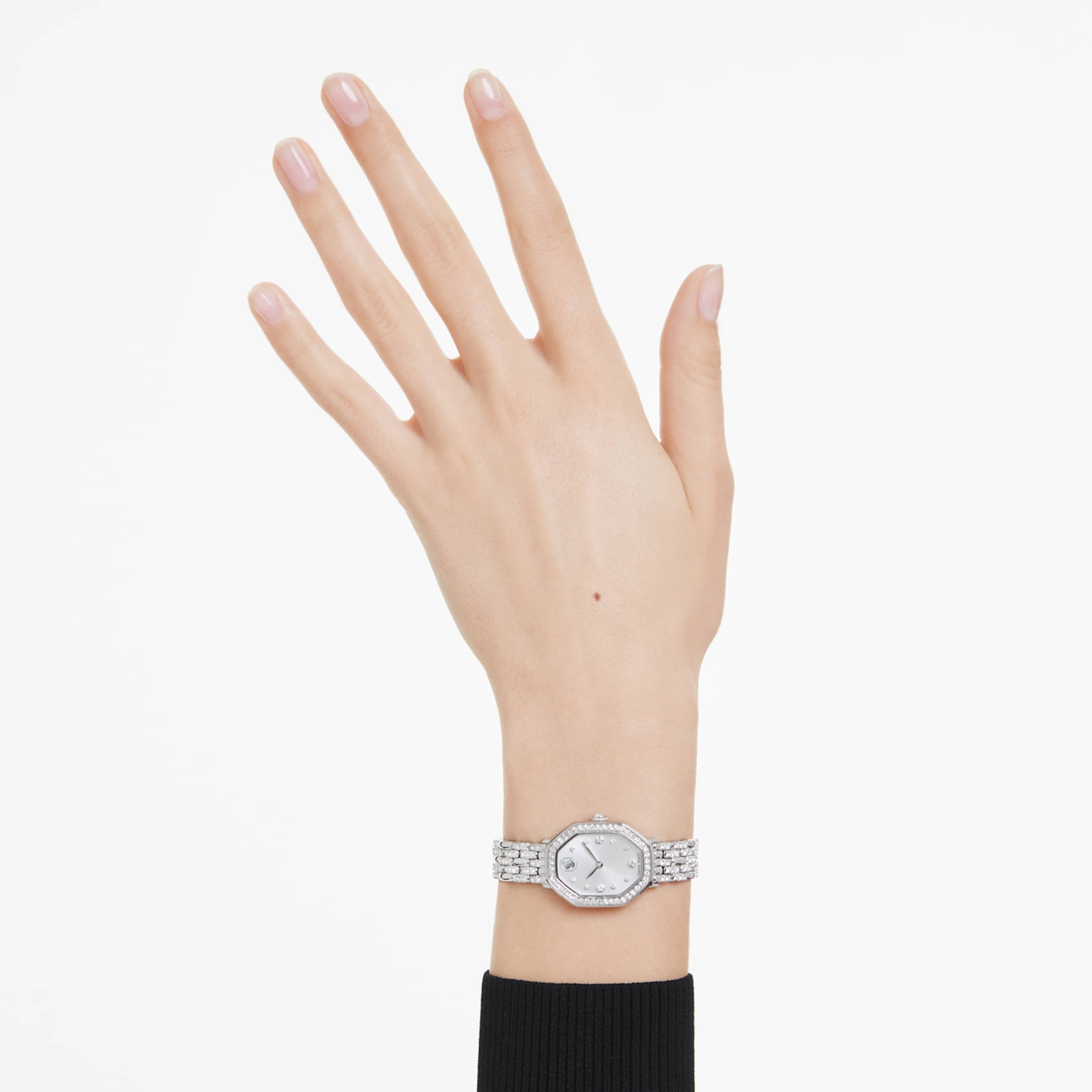 Swarovski Dextera octagon watch Swiss Made, Metal bracelet, Gold tone, Rose gold-tone finish