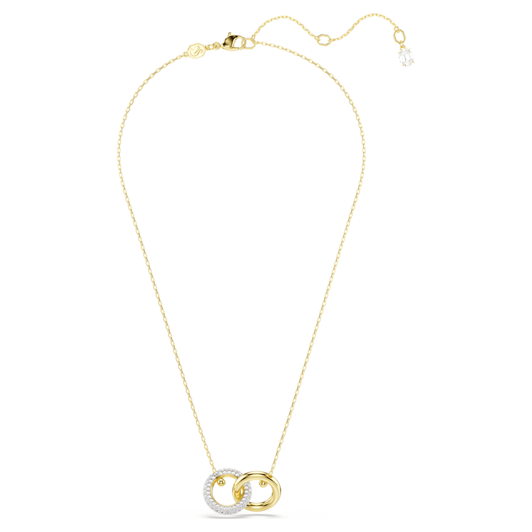 Swarovski Dextera pendant Interlocking loop, White, 18K gold finish