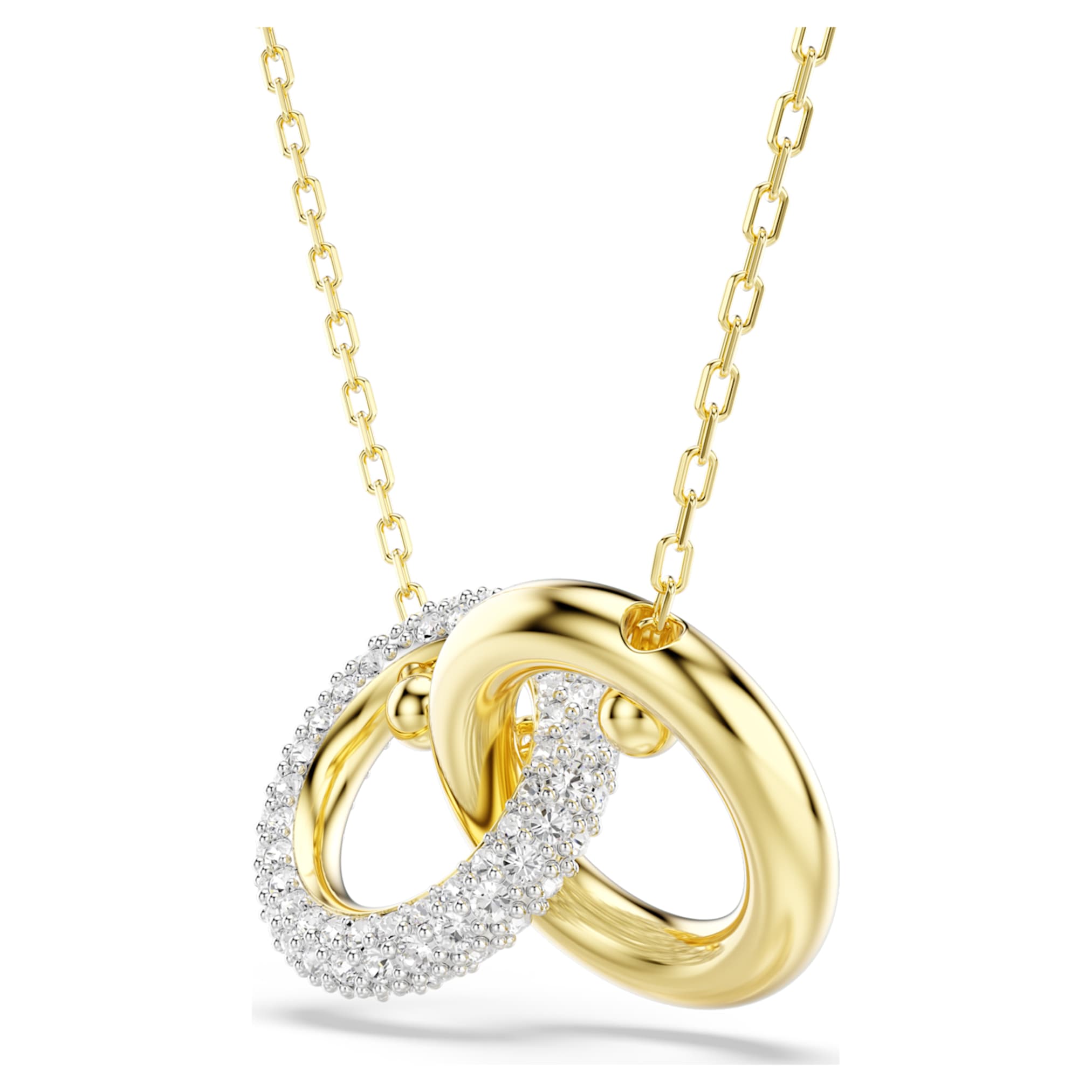 Swarovski Dextera pendant Interlocking loop, White, 18K gold finish
