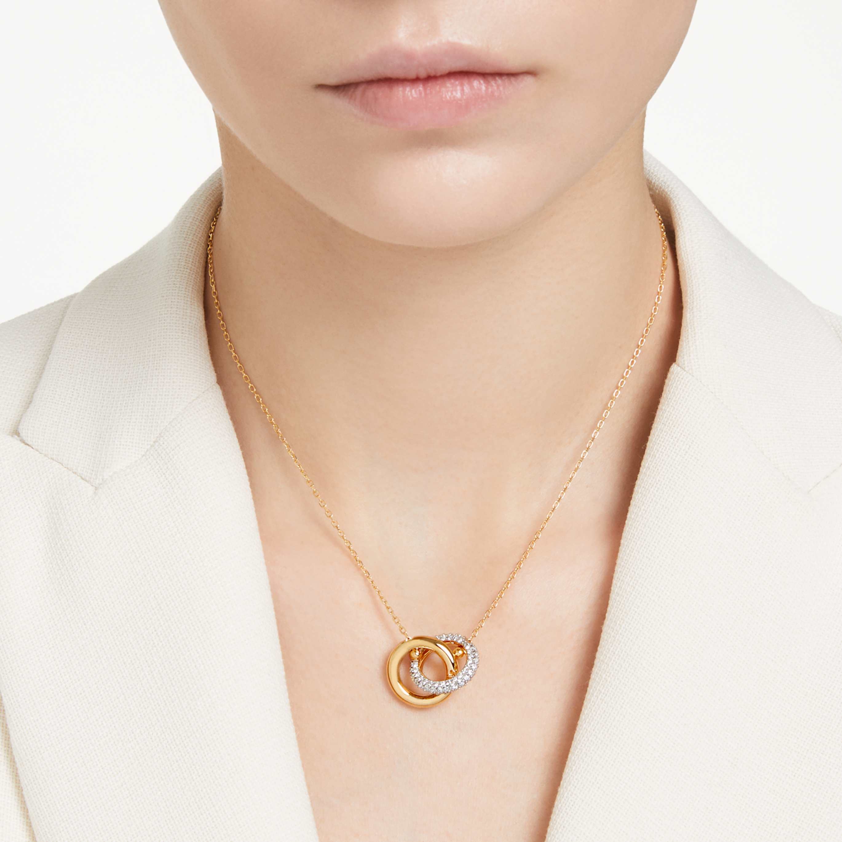 Swarovski Dextera pendant Interlocking loop, White, 18K gold finish