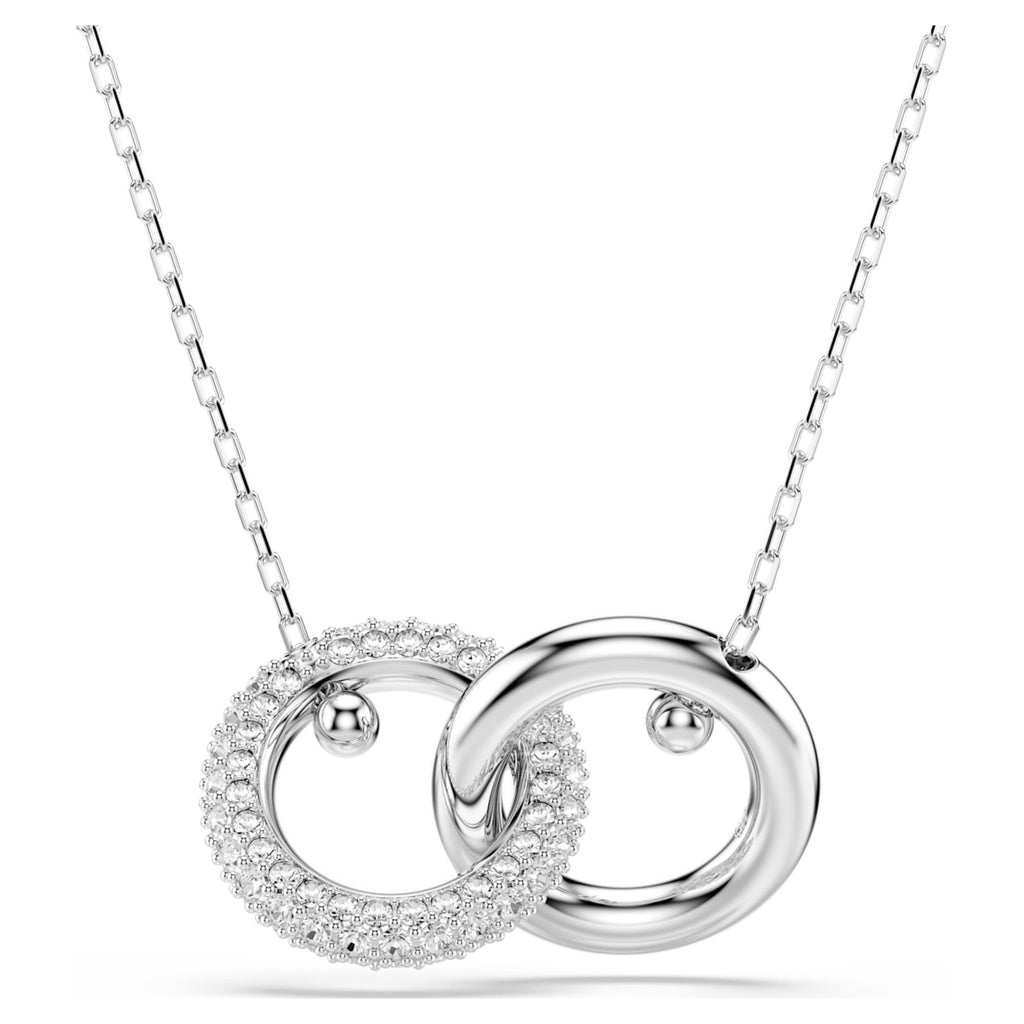 Swarovski Dextera pendant Interlocking loop, White, Rhodium plated