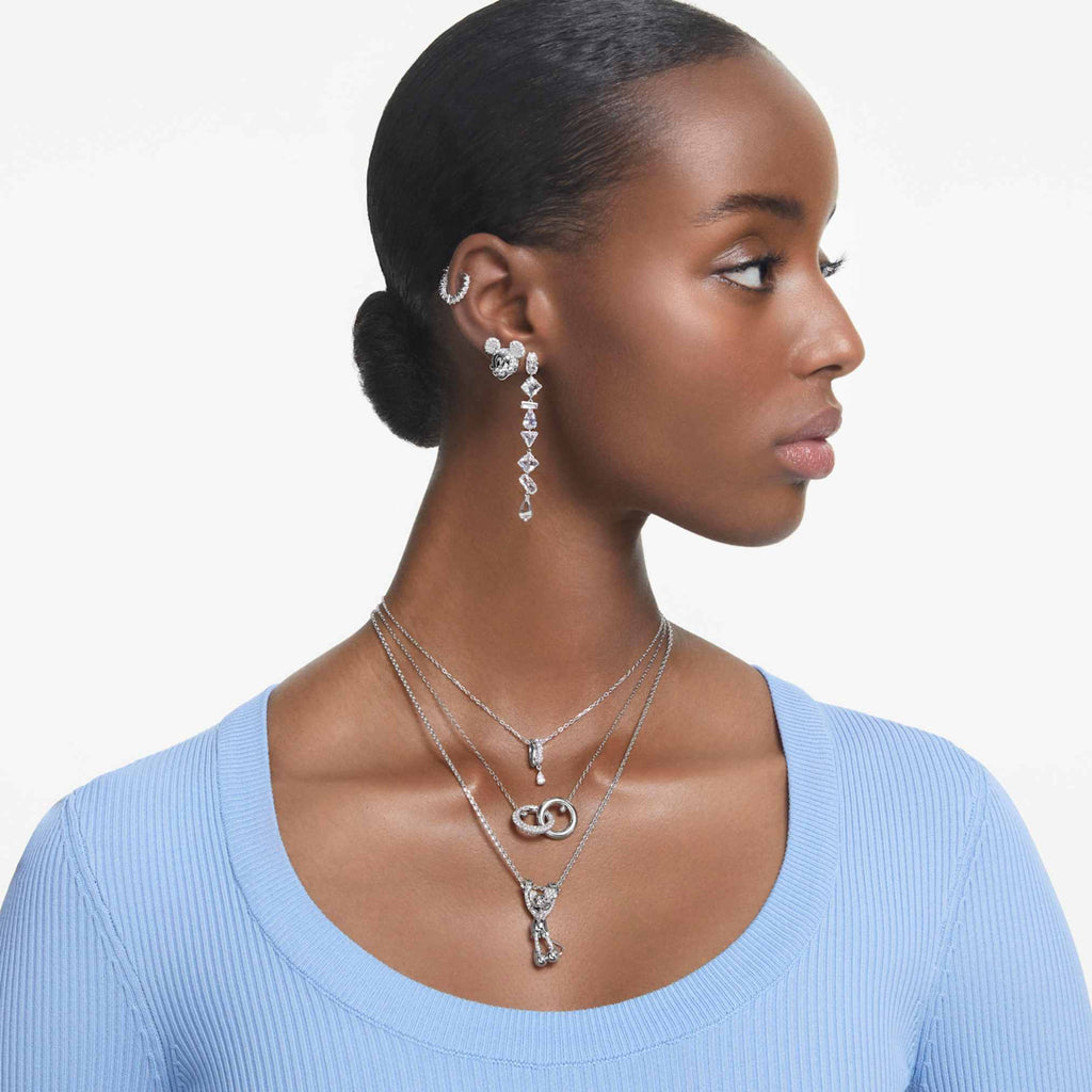 Swarovski Dextera pendant Interlocking loop, White, Rhodium plated