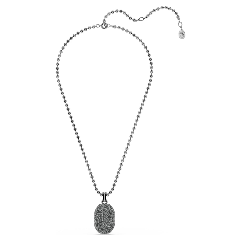 Swarovski Dextera pendant Octagon shape, Round cut, Black, Ruthenium plated