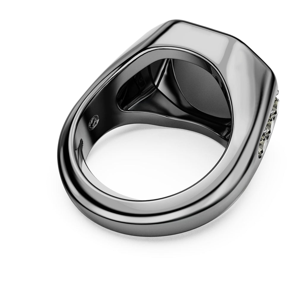 Swarovski Dextera ring Octagon shape, Round cut, Black, Ruthenium plated