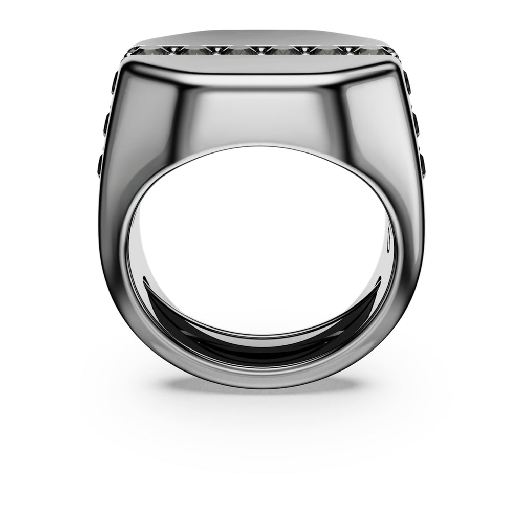 Swarovski Dextera ring Octagon shape, Round cut, Black, Ruthenium plated