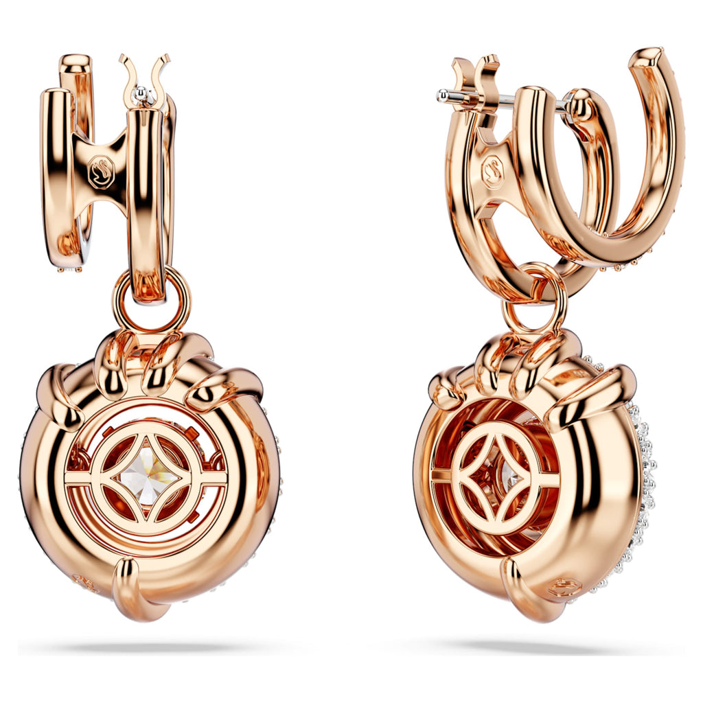 Swarovski Dragon & Phoenix drop earrings Dragon’s claw, White, 18K rose gold finish