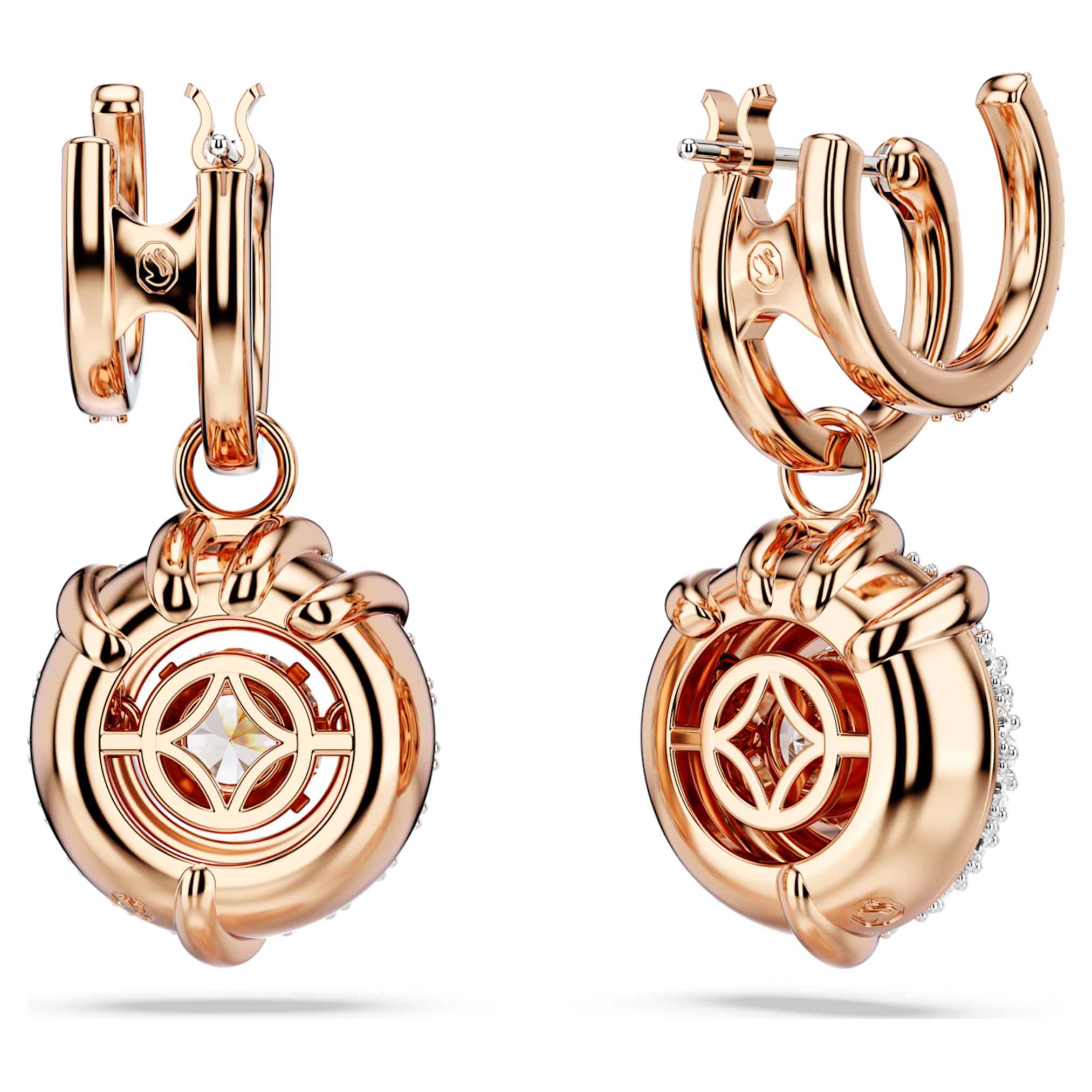 Swarovski Dragon & Phoenix drop earrings Dragon’s claw, White, 18K rose gold finish