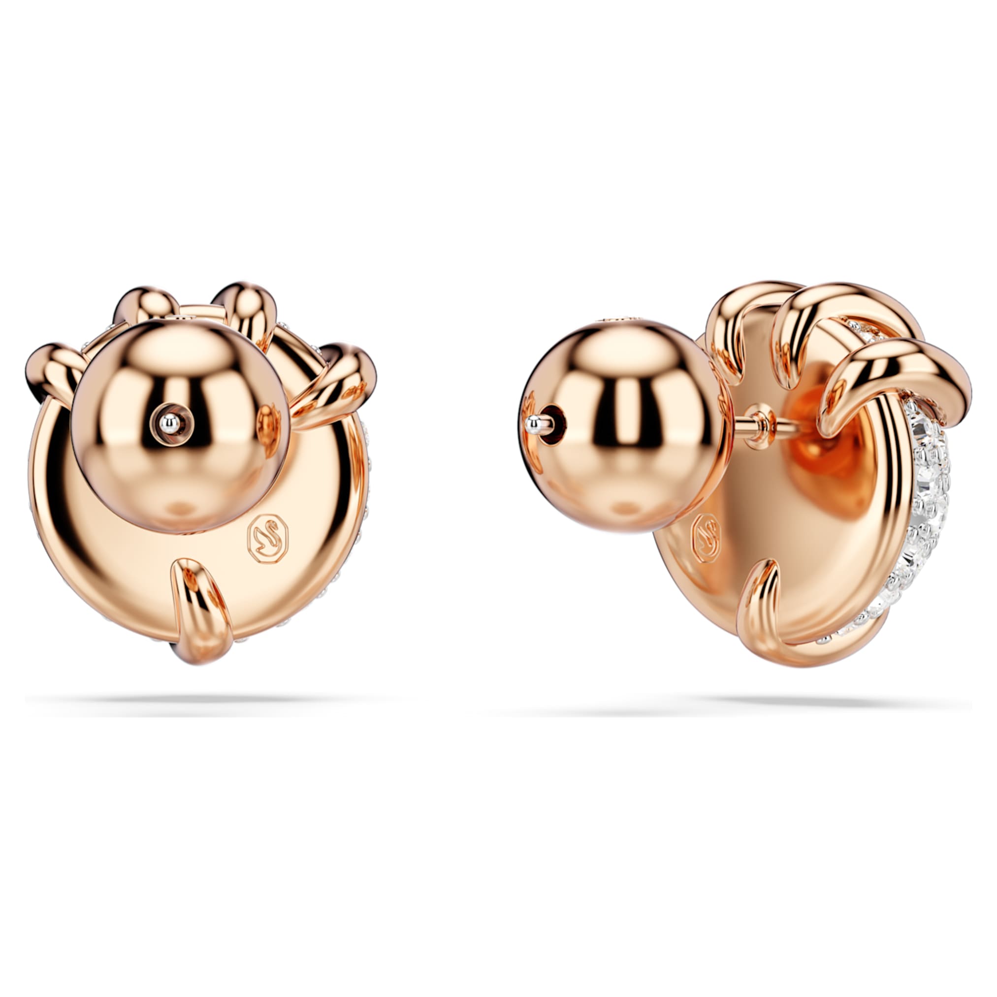 Swarovski Dragon & Phoenix stud earrings Dragon’s claw, White, 18K rose gold finish
