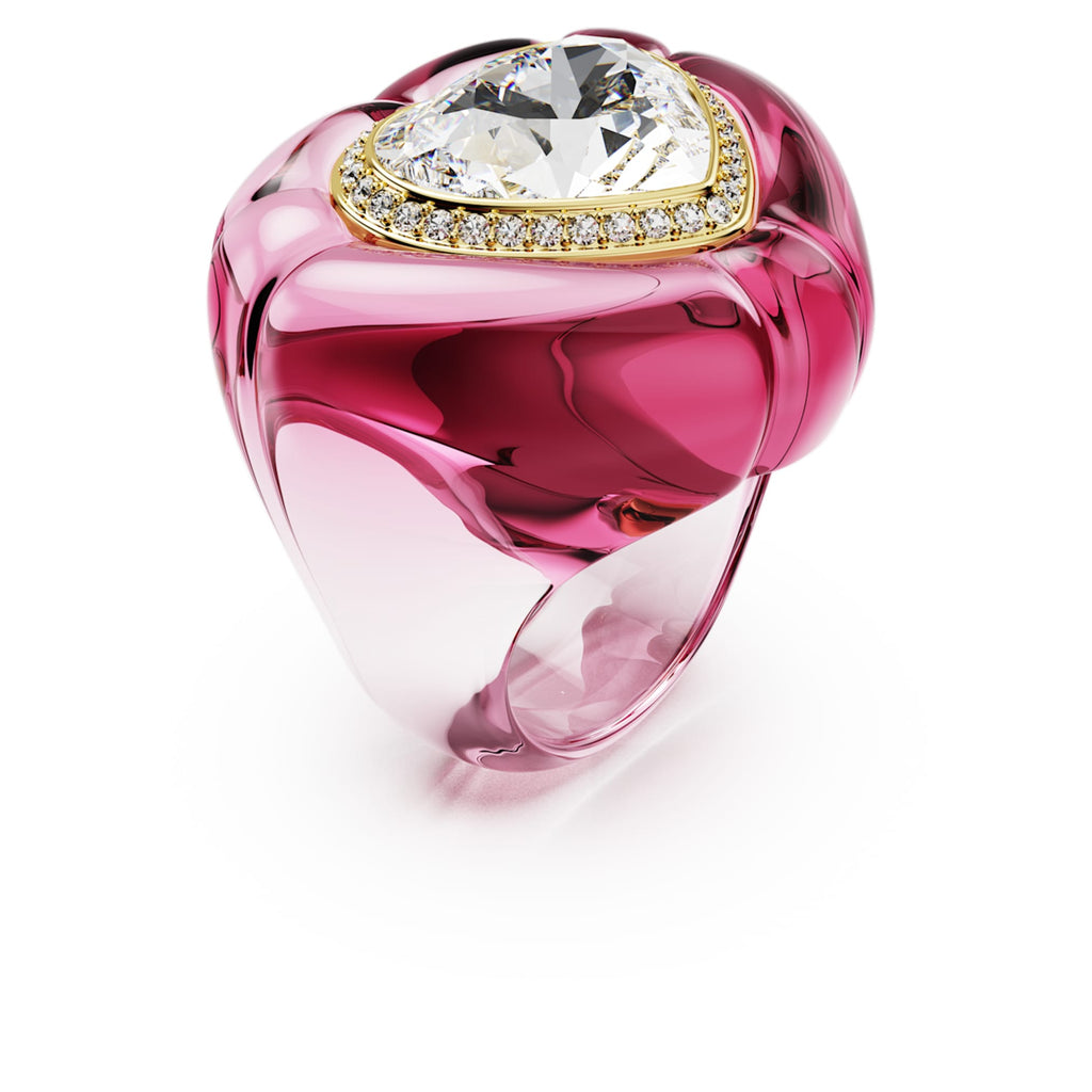 Swarovski Dulcis cocktail ring Heart cut, Pavé, Heart, Pink