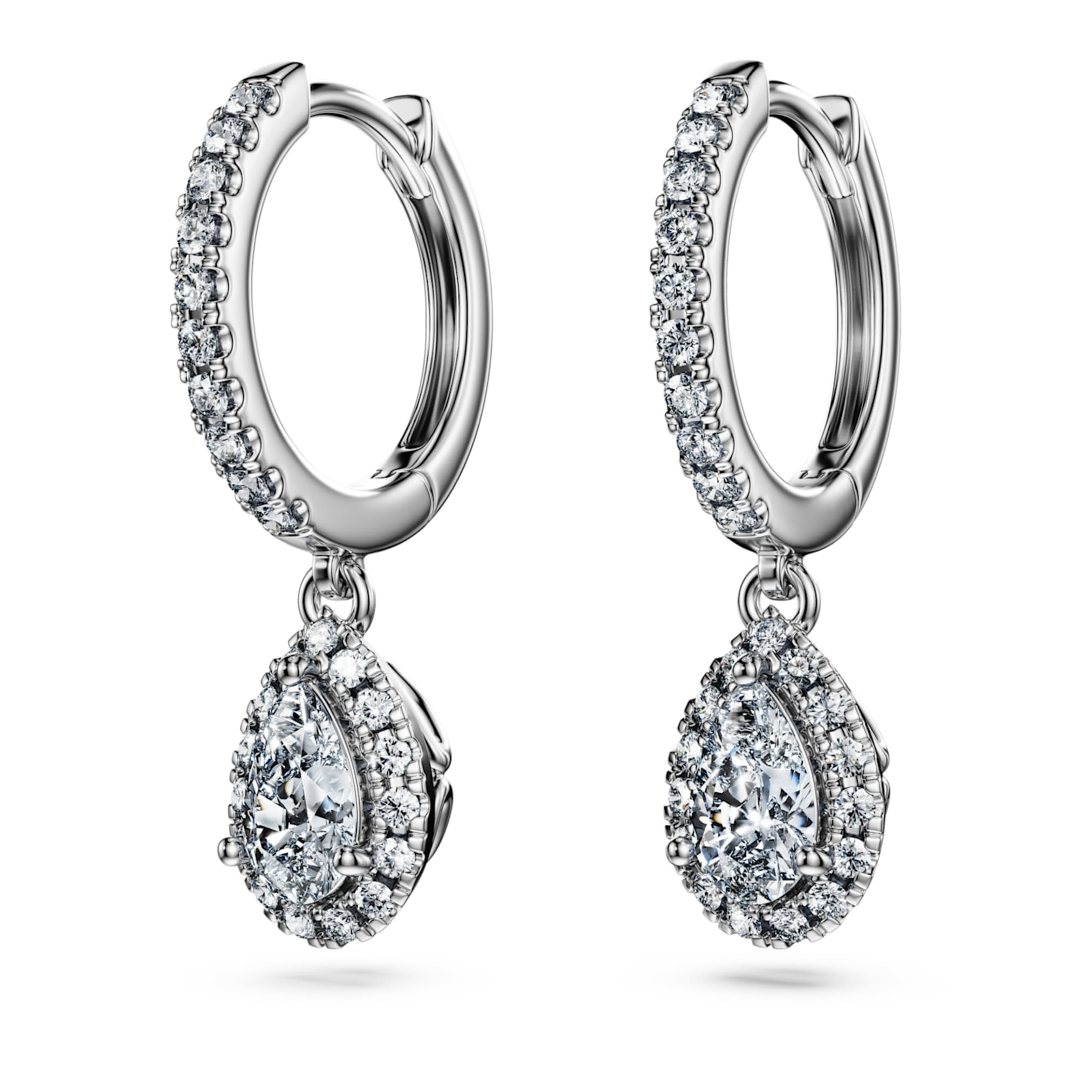Swarovski Eternity drop earrings Lab-grown diamonds 1.25 ct tw, Pear shape, 14K white gold