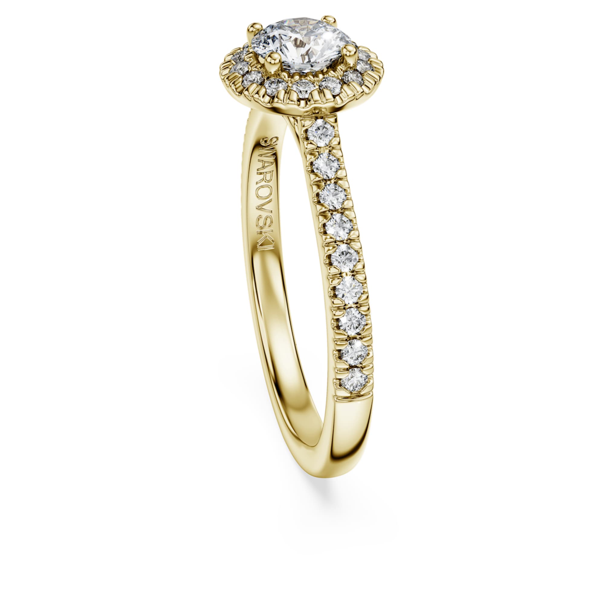 Swarovski Eternity halo solitaire ring Lab-grown diamonds 0.8 ct tw, Round shape, White, 14K yellow gold