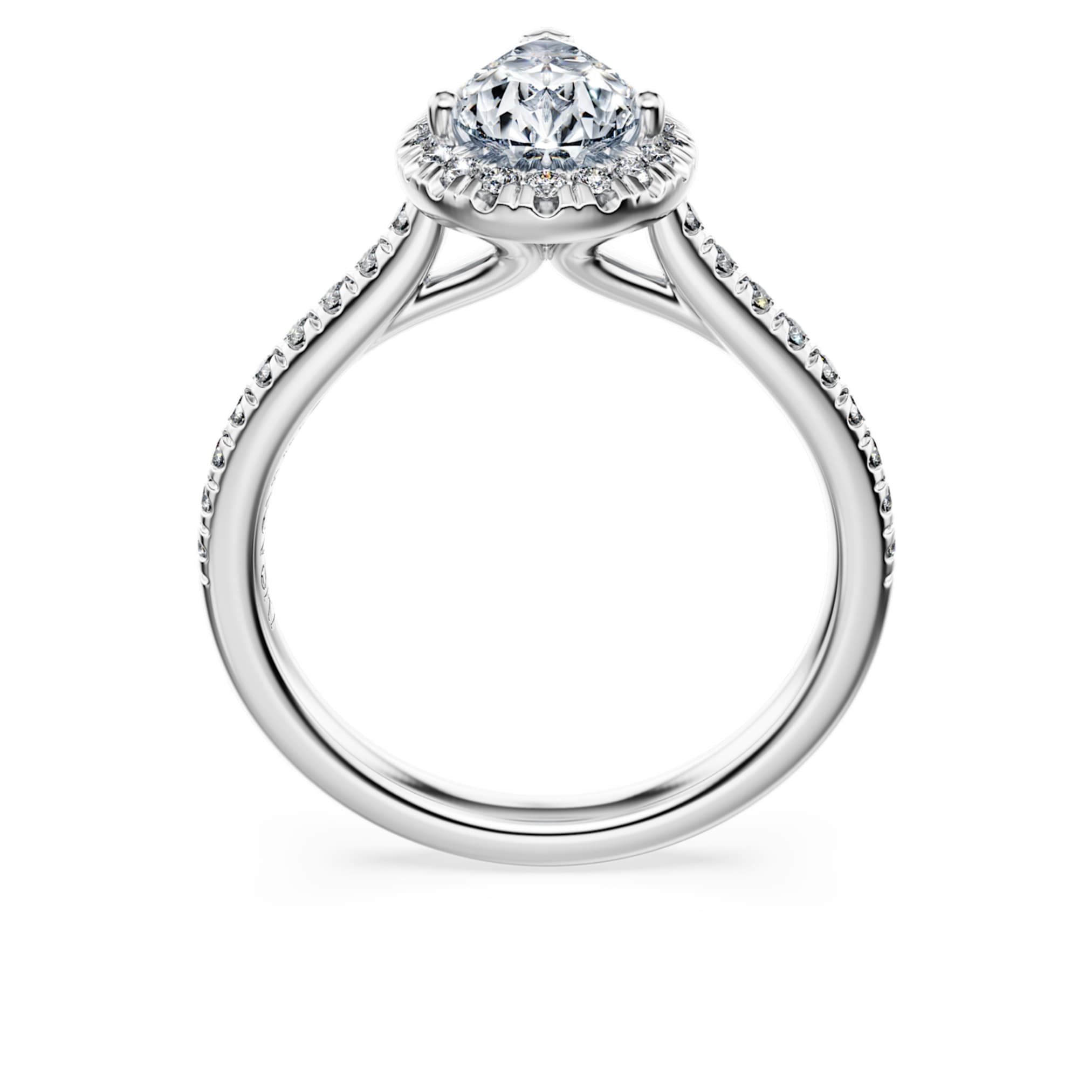 Swarovski Eternity halo solitaire ring Lab-grown diamonds 1.3 ct tw, Pear shape, 14K white gold