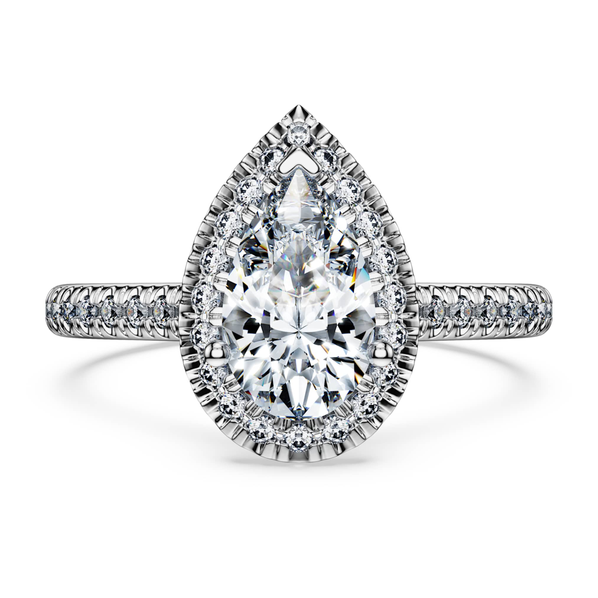 Swarovski Eternity halo solitaire ring Lab-grown diamonds 1.3 ct tw, Pear shape, 14K white gold