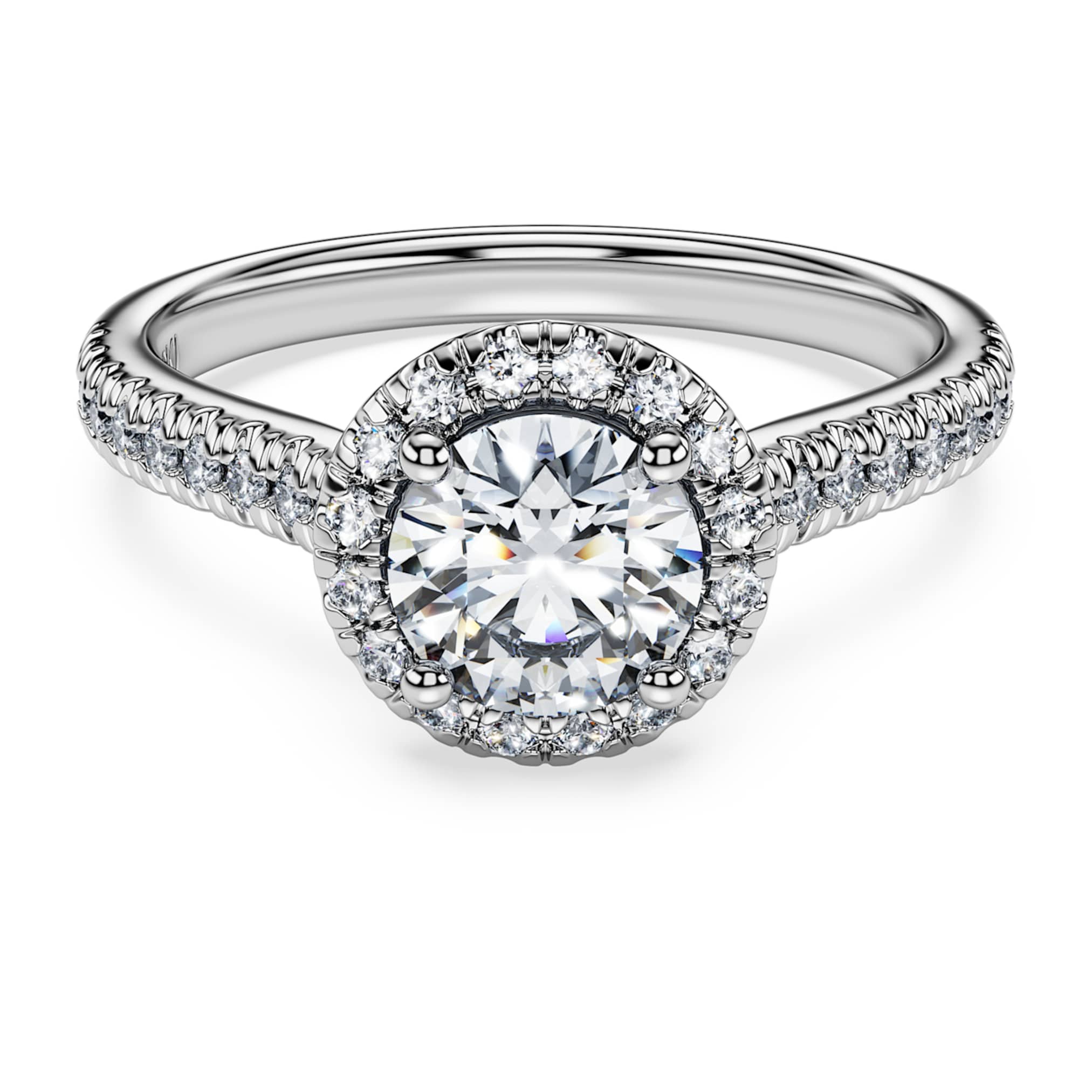 Swarovski Eternity halo solitaire ring Lab-grown diamonds 1.33 ct tw, Round shape, 14K white gold