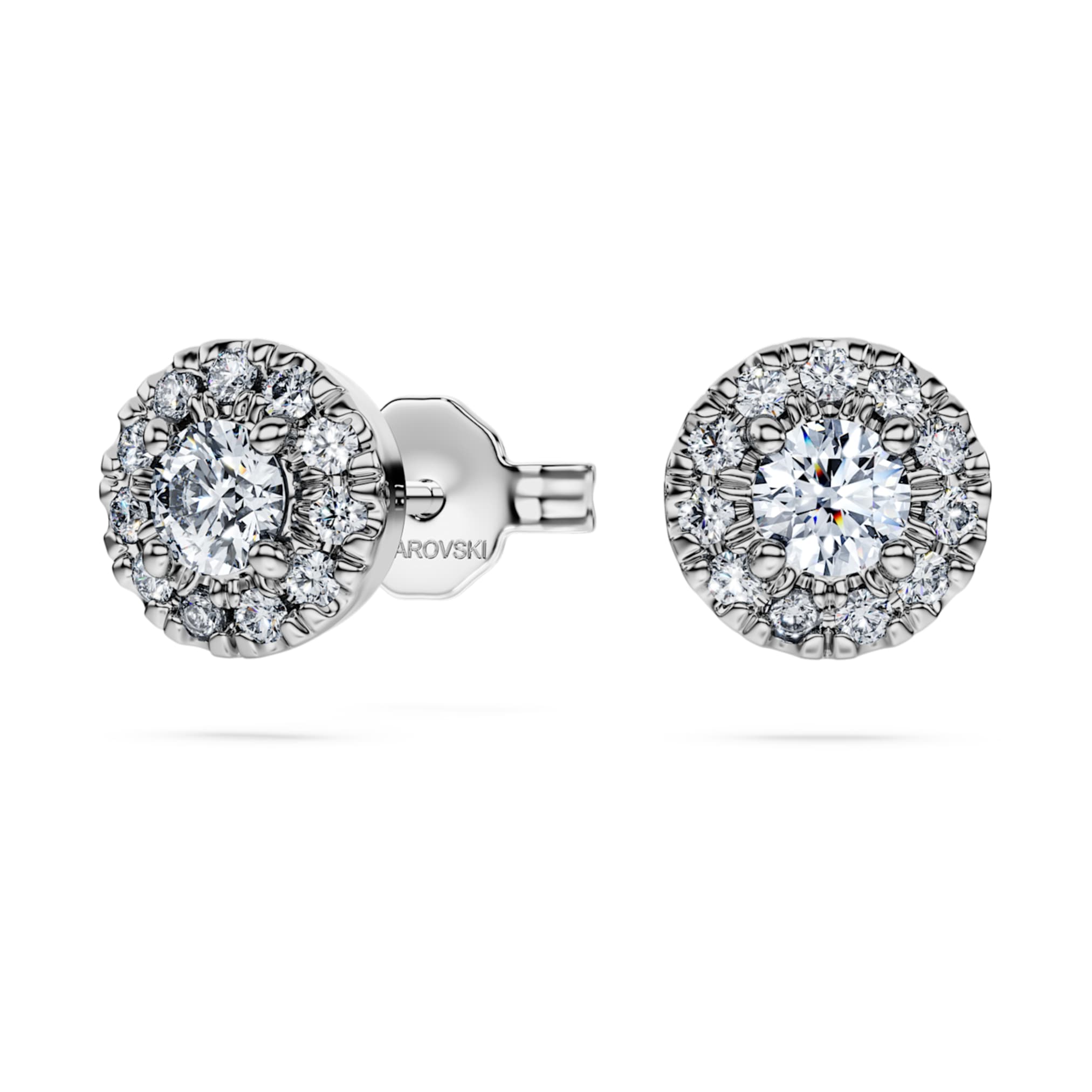 Swarovski Eternity halo stud earrings Lab-grown diamonds 0.45 ct tw, Round shape, Sterling silver