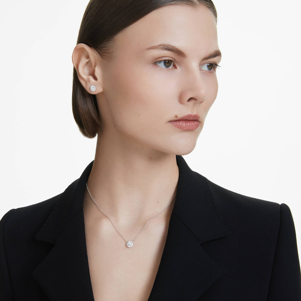 Swarovski Eternity halo stud earrings Lab-grown diamonds 0.75 ct tw, Round shape, 14K white gold