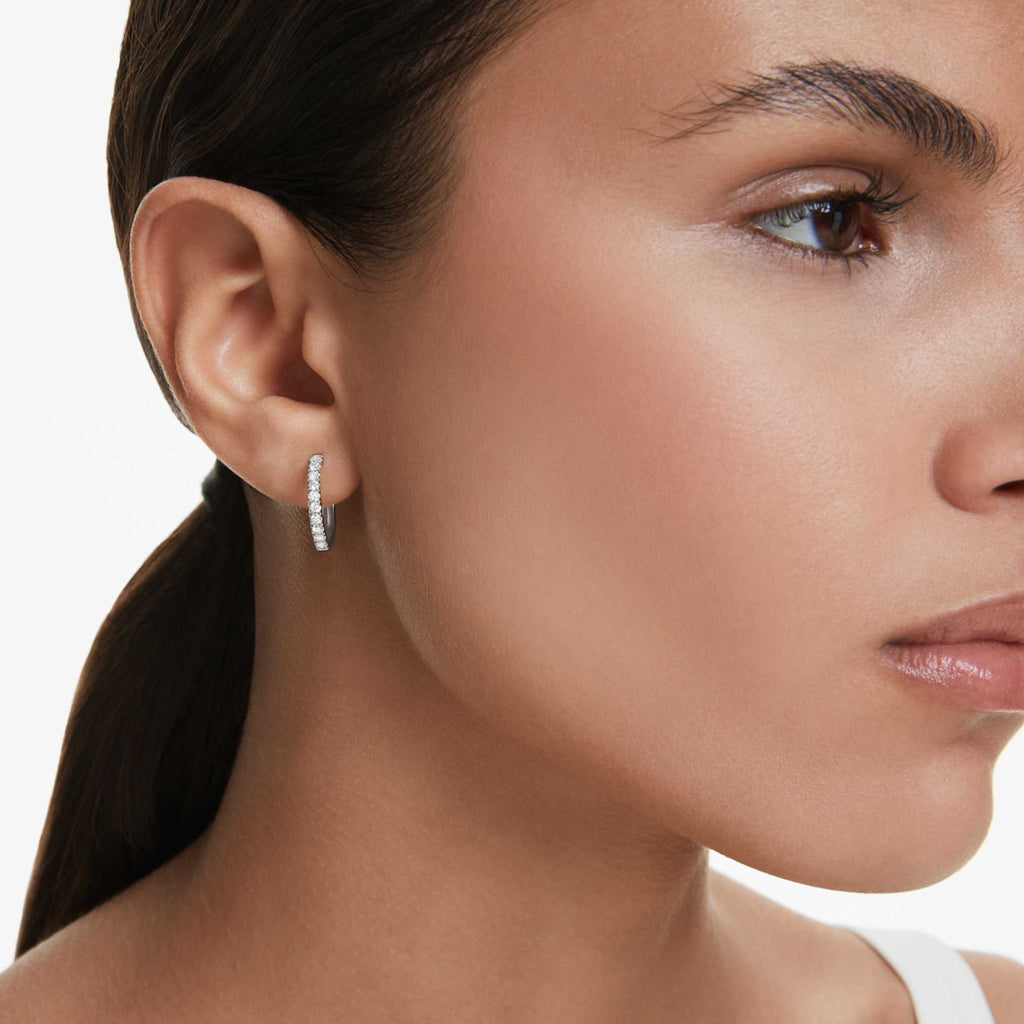 Swarovski Eternity hoop earrings Lab-grown diamonds 0.56 ct tw, Round shape, Sterling silver