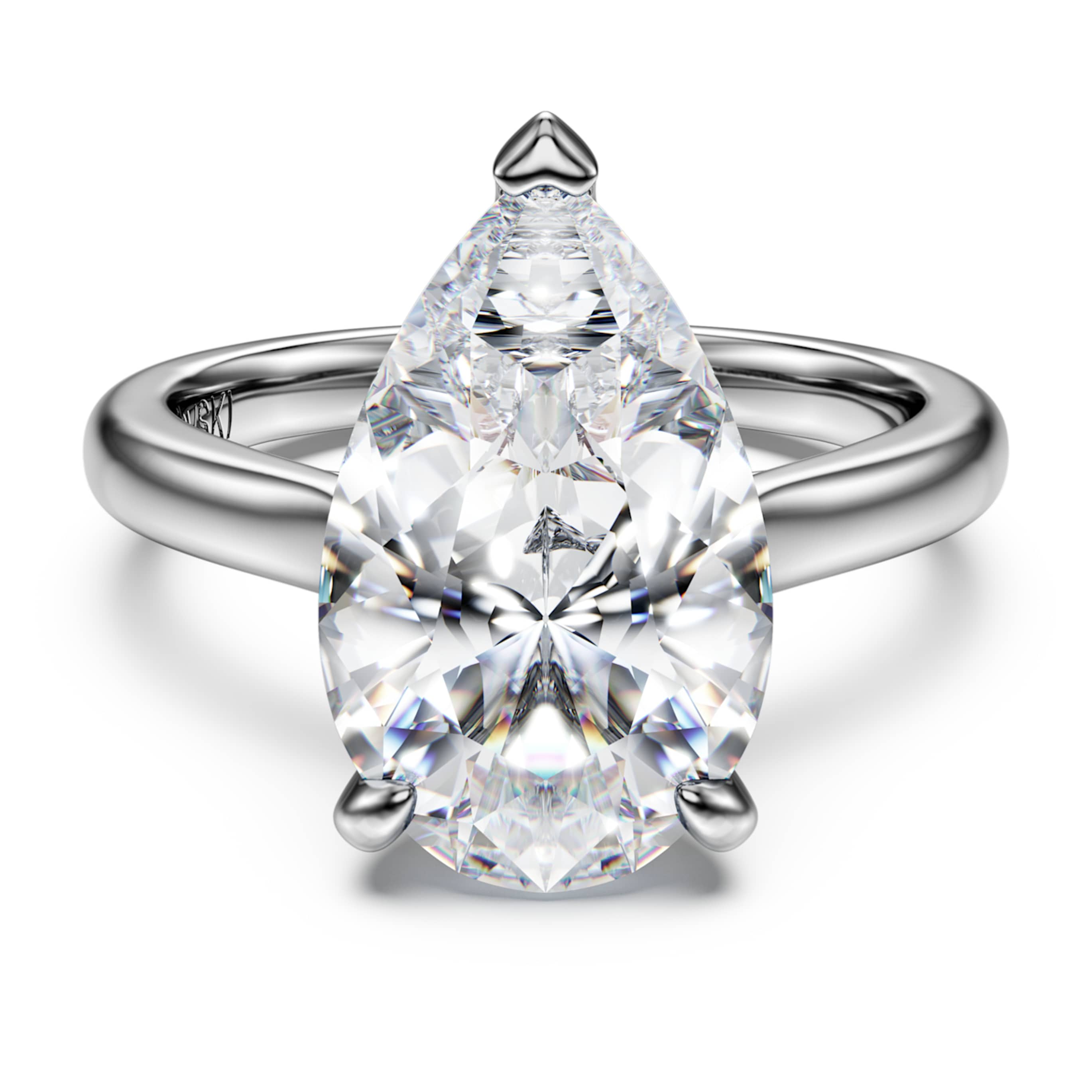 Swarovski Eternity solitaire ring Lab-grown diamonds 5 ct tw, Pear cut, 18K white gold