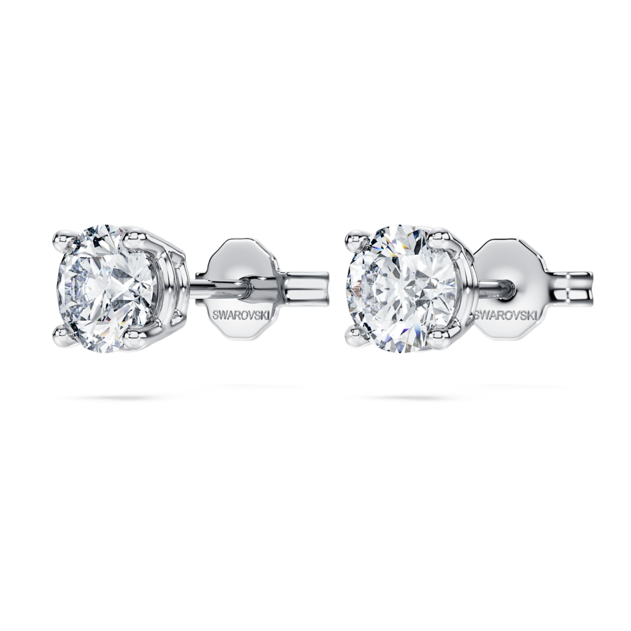 Swarovski Eternity solitaire stud earrings Lab-grown diamonds 1 ct tw, Round shape, 14K white gold
