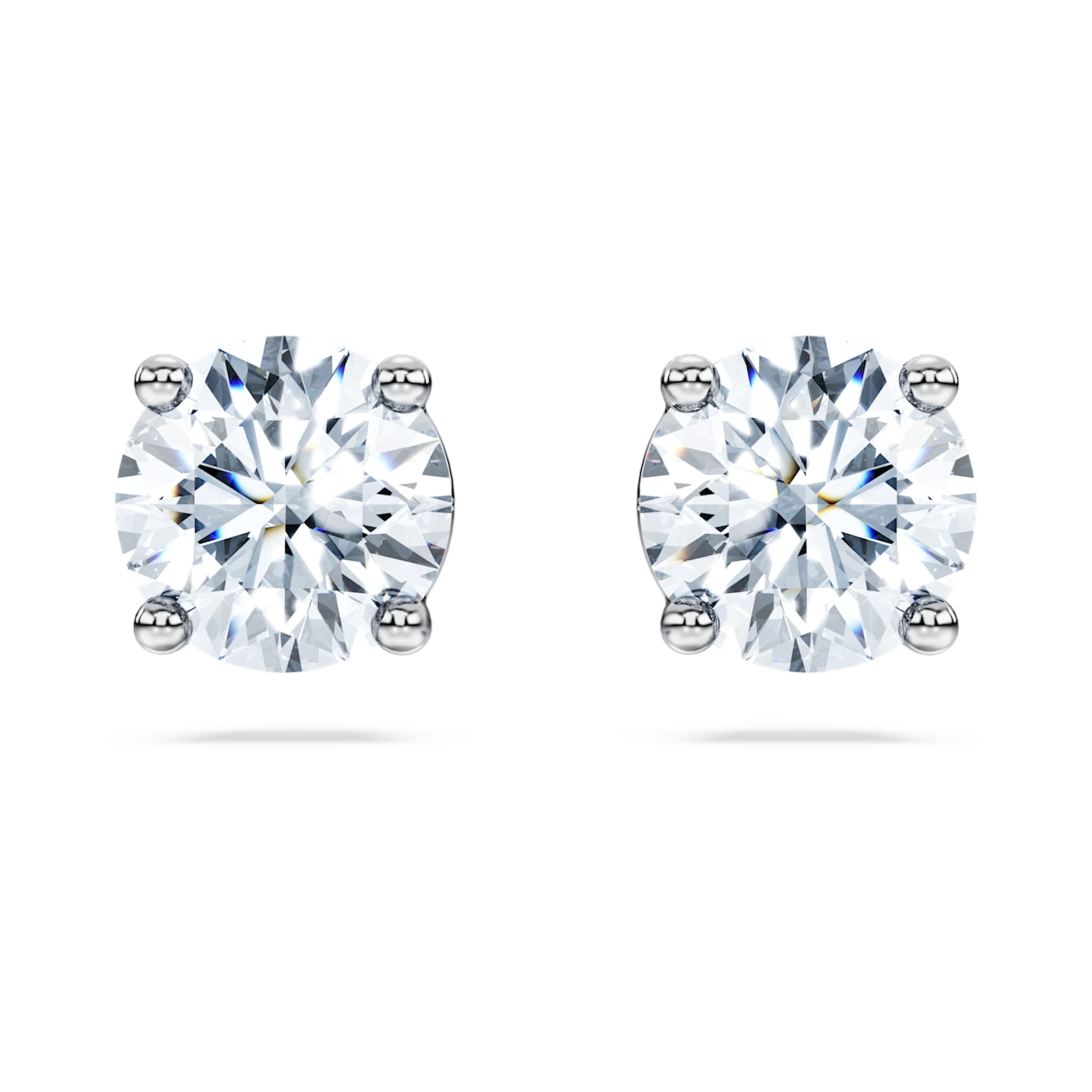 Swarovski Eternity solitaire stud earrings Lab-grown diamonds 2 ct tw, Round shape, 14K white gold