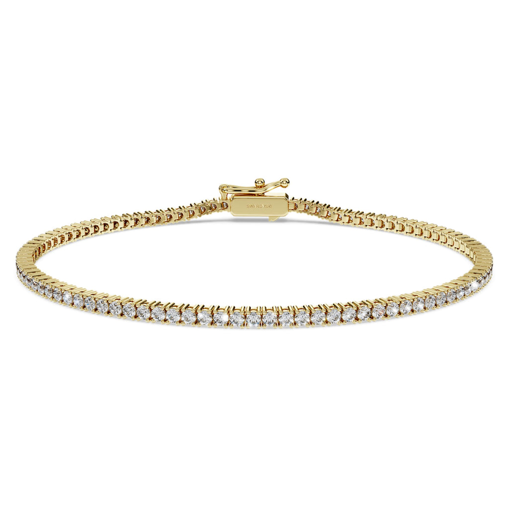 Swarovski Eternity Tennis bracelet Lab-grown diamonds 1.5 ct tw, Round shape, White, 14K yellow gold