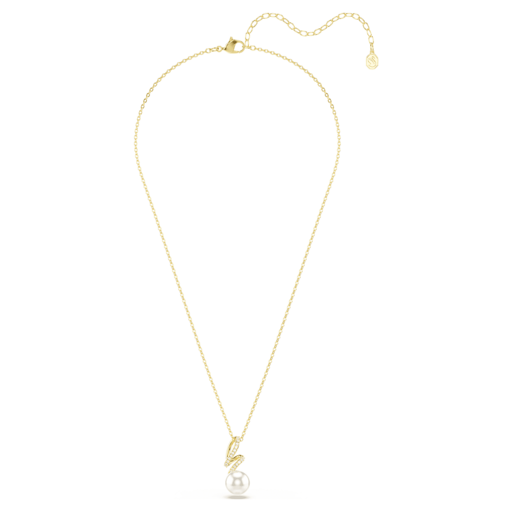 Swarovski Gabriella pendant Crystal pearl, Round cut, White, 18K gold finish