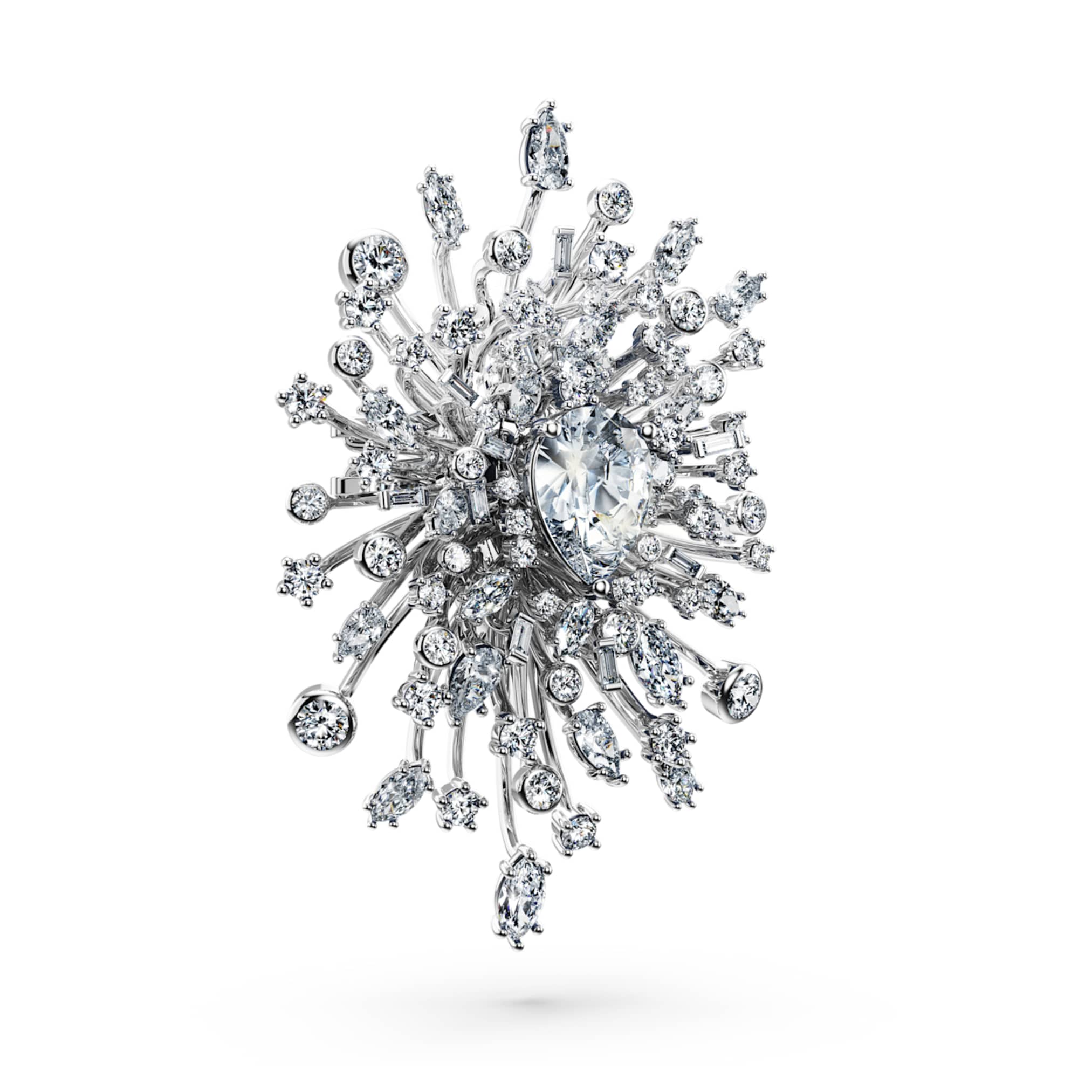 Swarovski Galaxy brooch Lab-grown diamonds 15.71 ct tw, Mixed shapes, 18K white gold