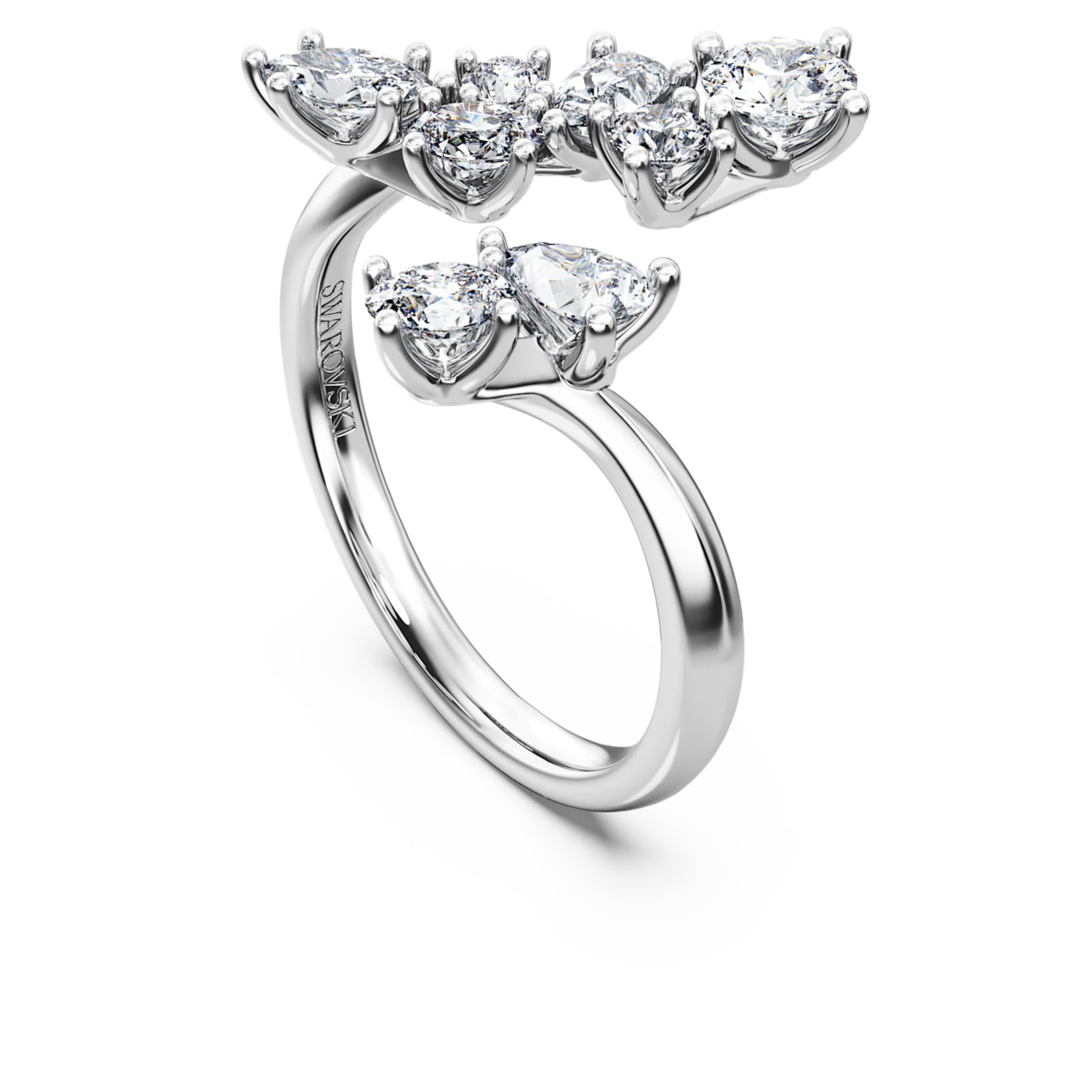 Swarovski Galaxy bypass ring Lab-grown diamonds 1.25 ct tw, Mixed shapes, 14K white gold