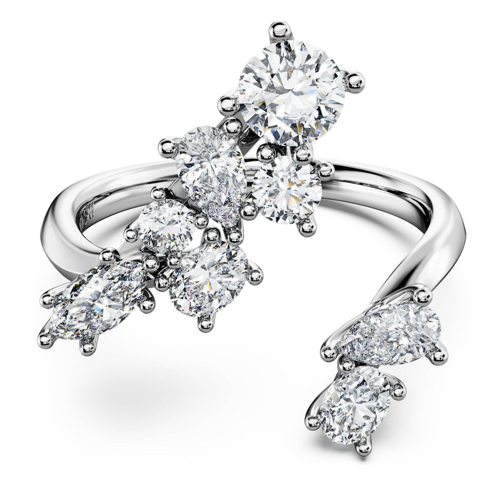 Swarovski Galaxy bypass ring Lab-grown diamonds 1.25 ct tw, Mixed shapes, 14K white gold