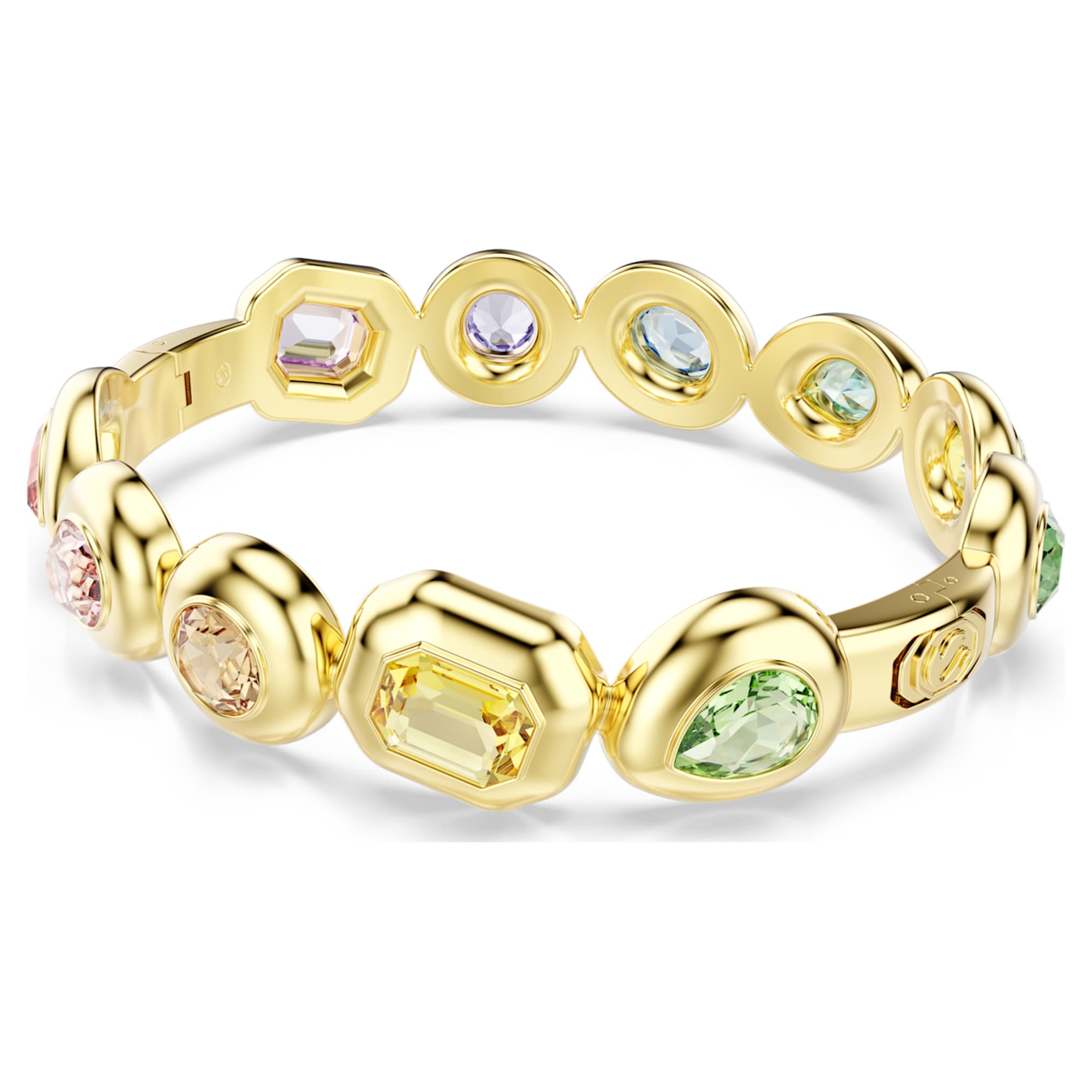 Swarovski Gema bangle Mixed cuts, Multicolored, 18K gold finish