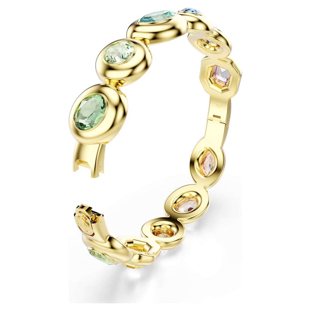 Swarovski Gema bangle Mixed cuts, Multicolored, 18K gold finish