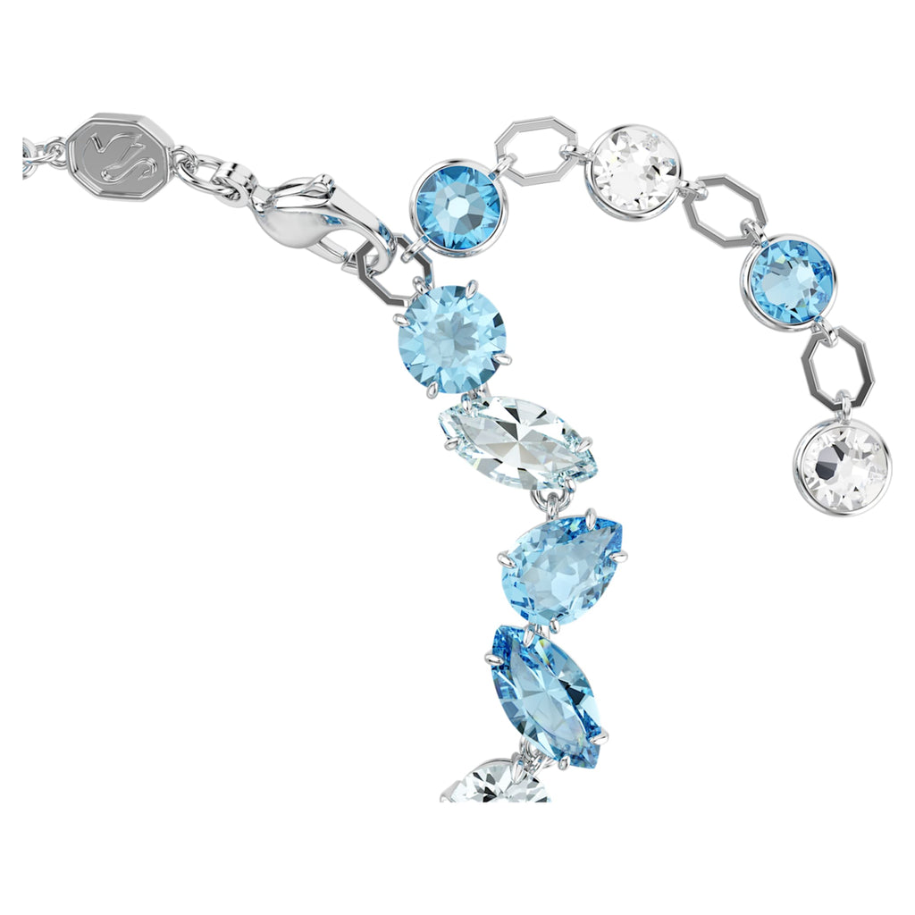 Swarovski Gema bracelet Mixed cuts, Blue, Rhodium plated