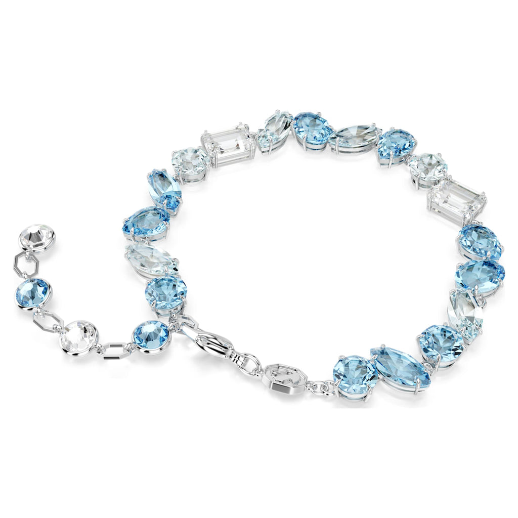 Swarovski Gema bracelet Mixed cuts, Blue, Rhodium plated