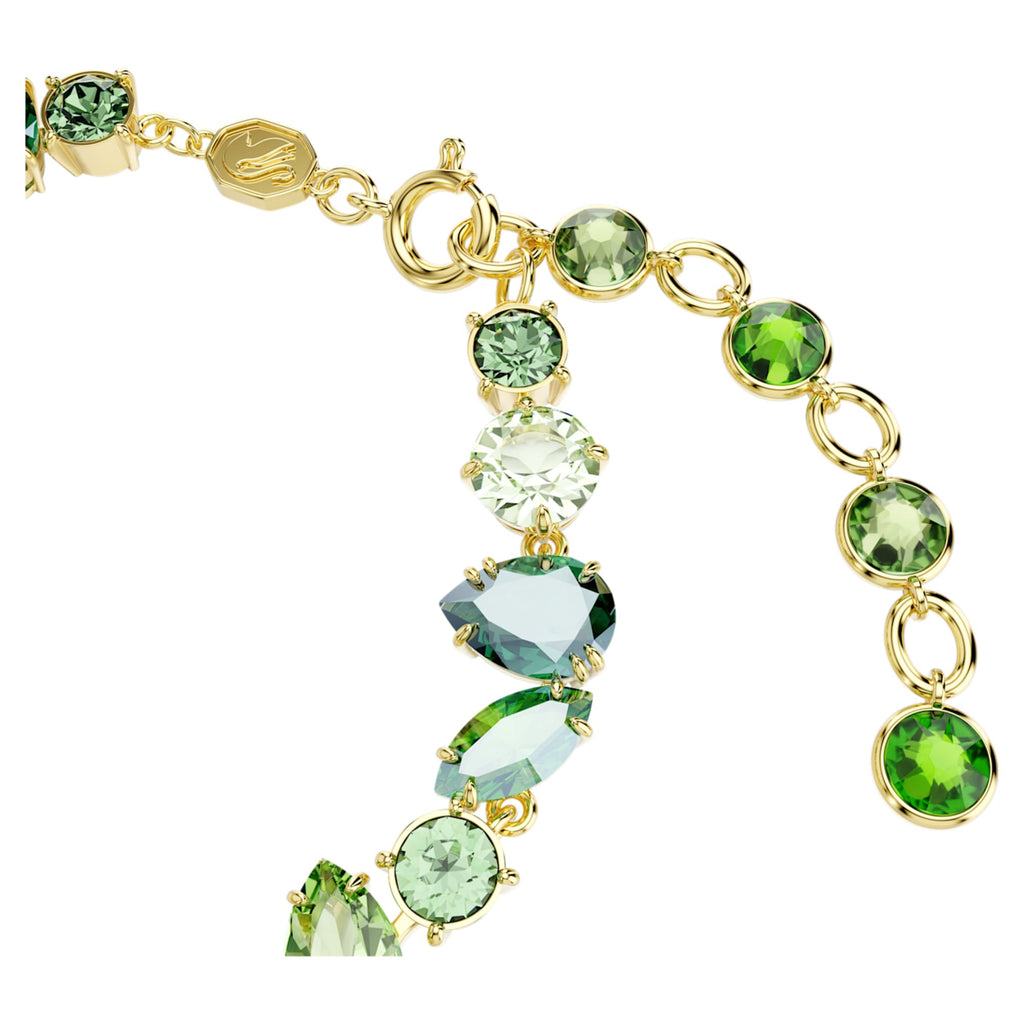Swarovski Gema bracelet Mixed cuts, Green, 18K gold finish