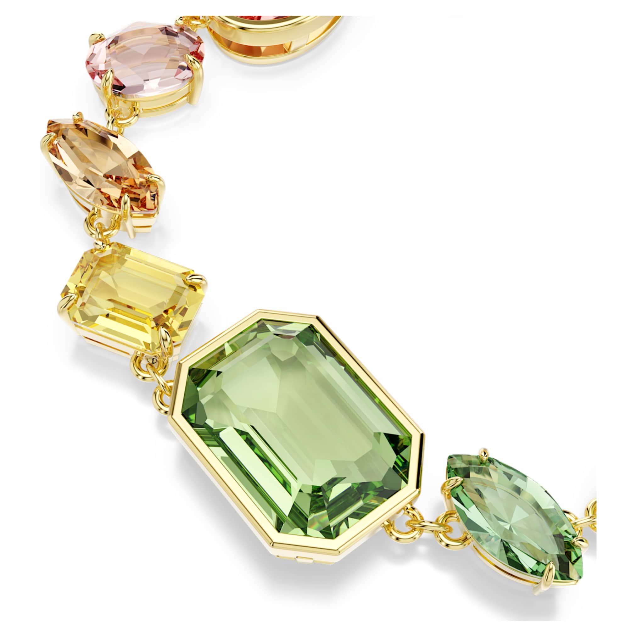 Swarovski Gema bracelet Mixed cuts, Multicolored, 18K gold finish