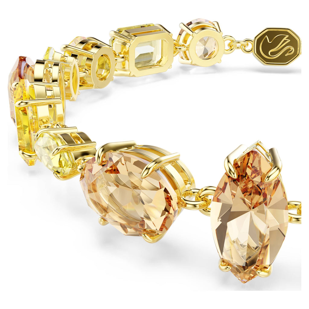 Swarovski Gema bracelet Mixed cuts, Yellow, 18K gold finish