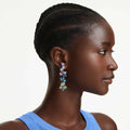 Swarovski Gema drop earrings Mixed cuts, Chandelier, Long, Multicolored, 18K gold finish
