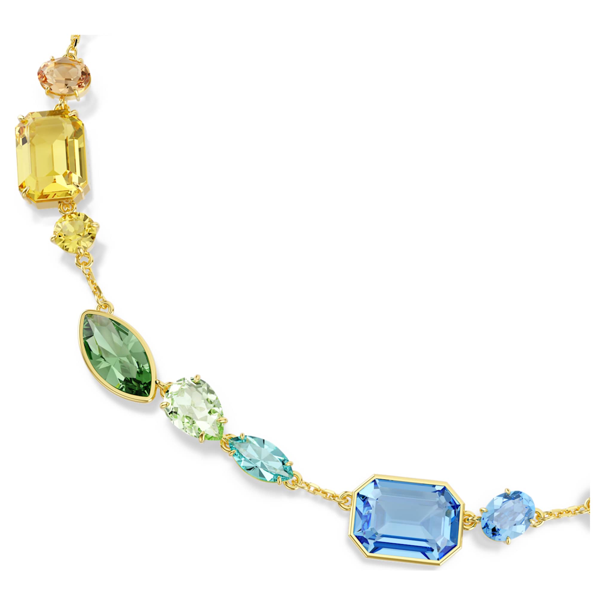 Swarovski Gema necklace Mixed cuts, Multicolored, 18K gold finish