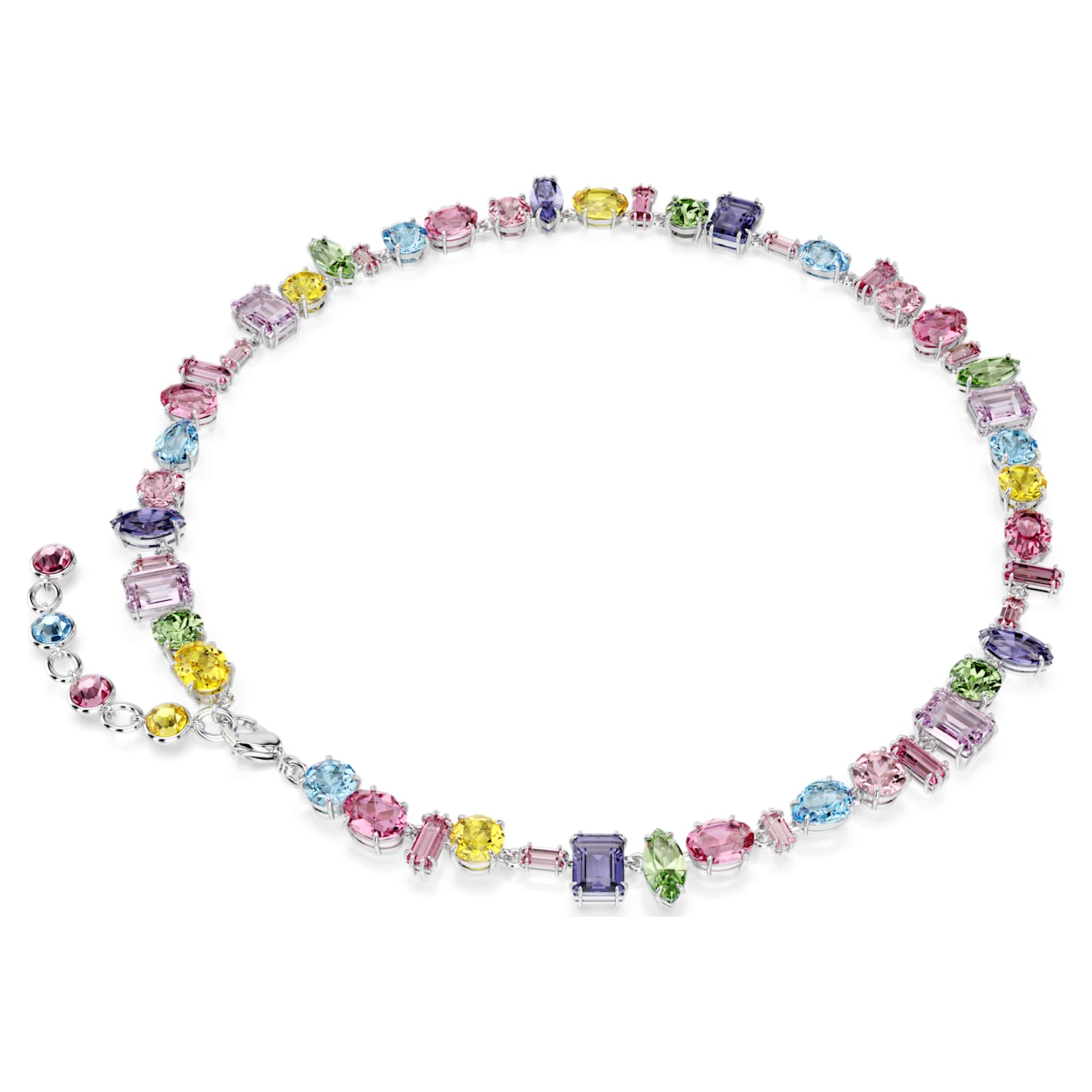 Swarovski Gema necklace Mixed cuts, Multicolored, Rhodium plated